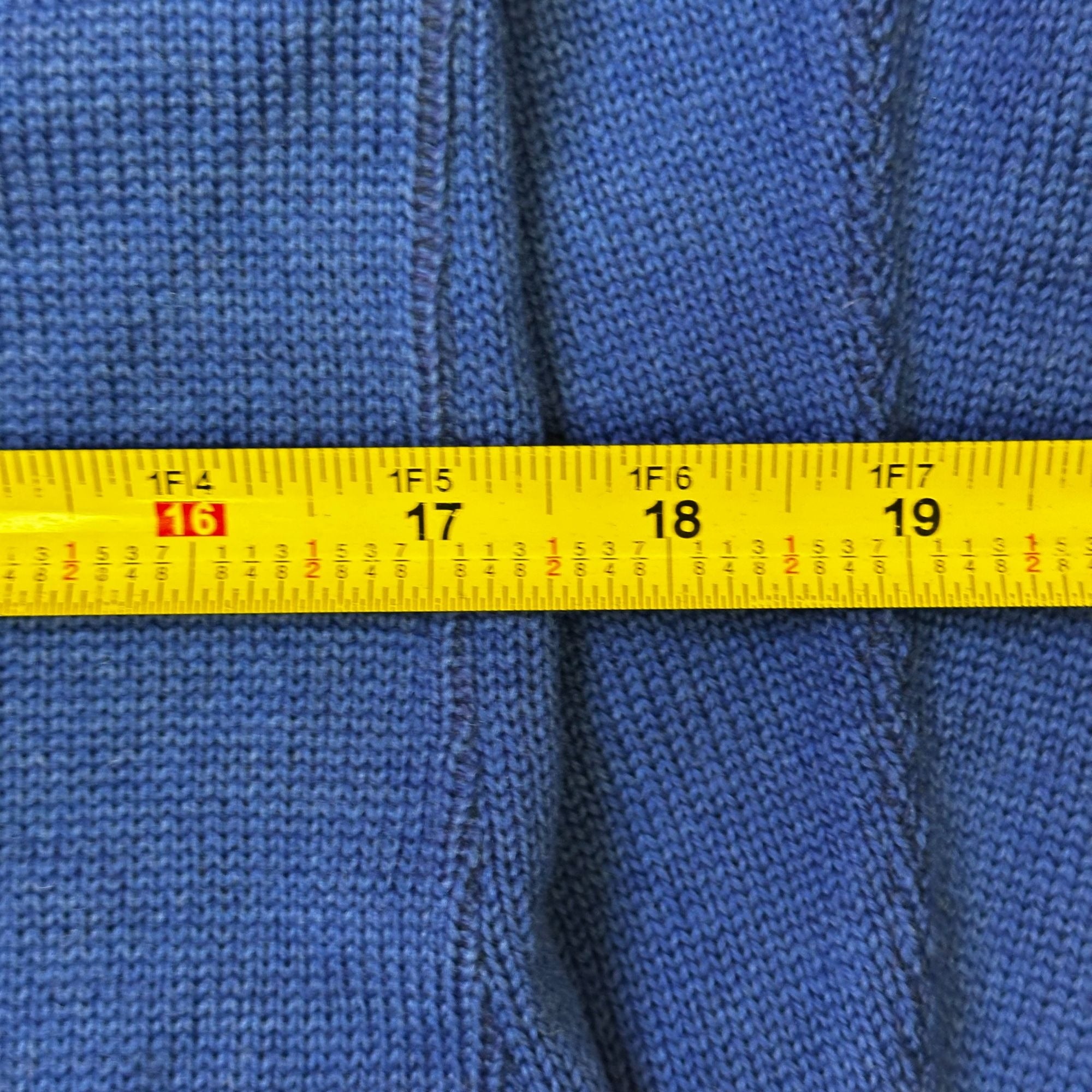 Vintage Fab-Knit "L" Letterman Sweater Blue Wool 38L Athletic Cardigan