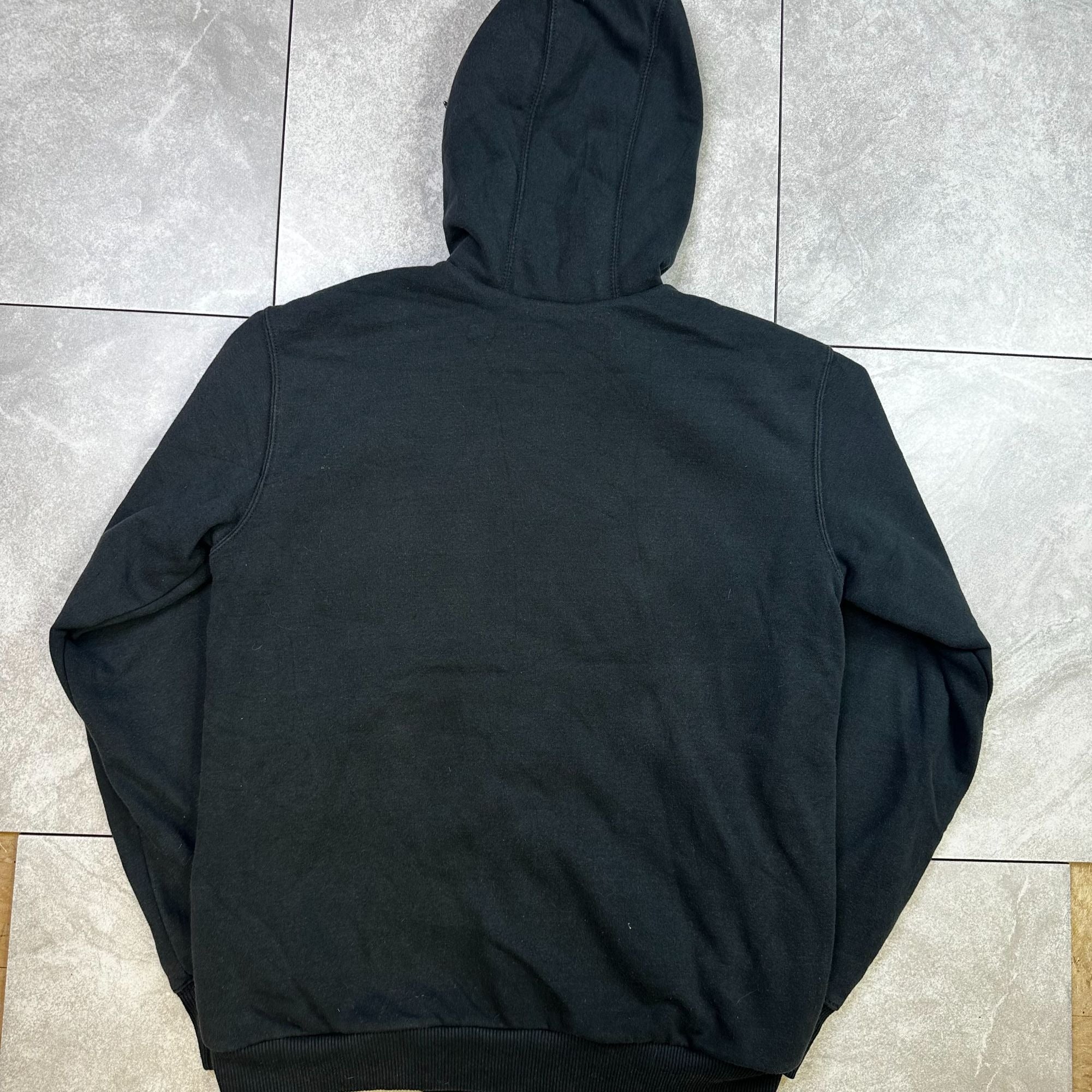 Carhartt Mens S Black Full-Zip Hoodie With Sherpa Lining Made In Mexico