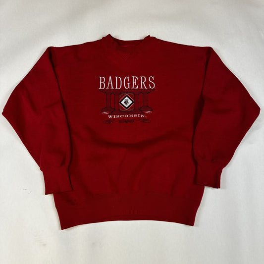 Vintage Midwest Embroidery Wisconsin Badgers Sweatshirt Red Large Cotton Blend