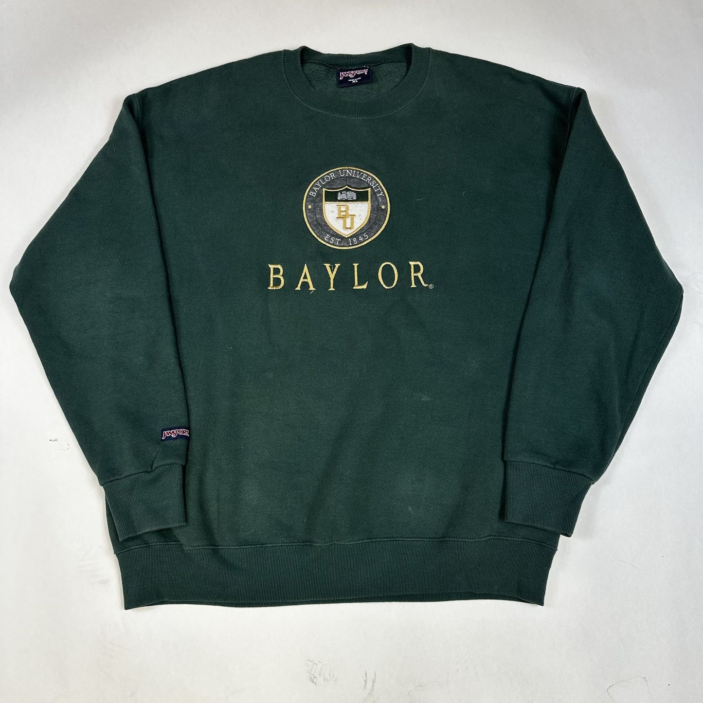 Vintage Jansport Baylor University Sweatshirt XL Green Made In USA Cotton Blend