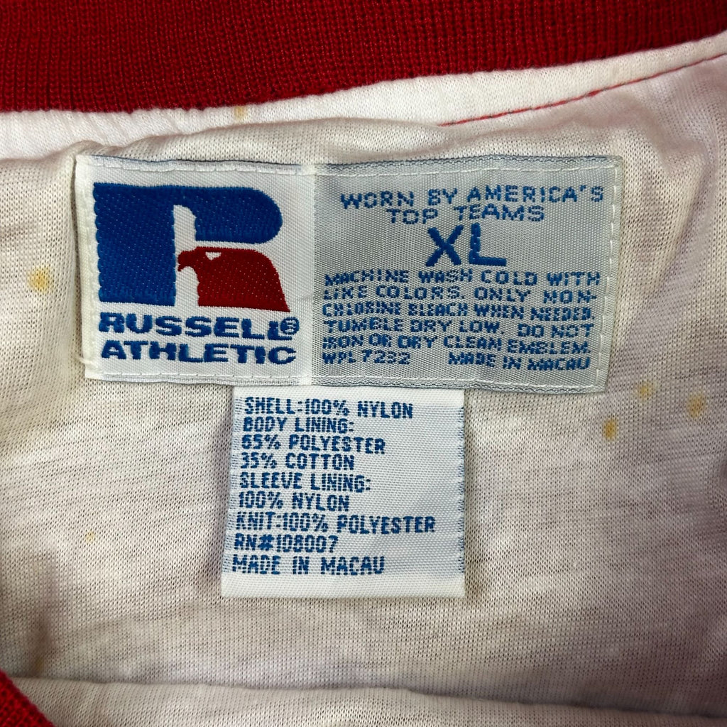 Vintage Russell Athletic Alabama Crewneck Sweatshirt Red & Gray Stripes XL Nylon Blend