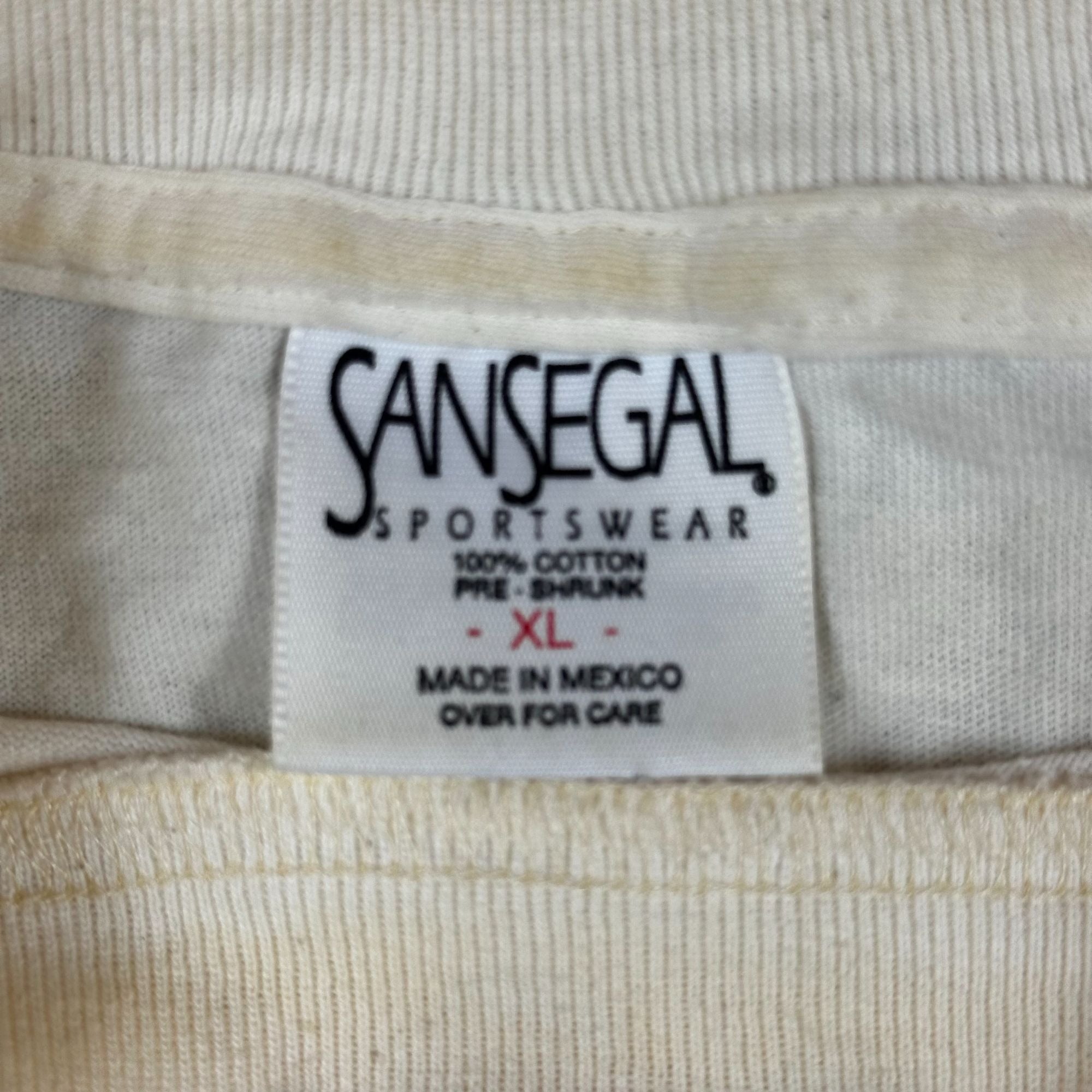 Vintage SanSegal Sportswear Horse Graphic T-Shirt XL 100% Cotton Ivory