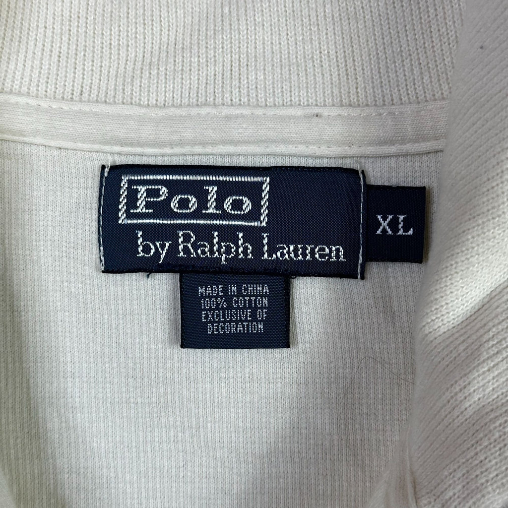 Polo Ralph Lauren Mens XL Cream Half-Zip Cotton Sweater With Embroidered Logo