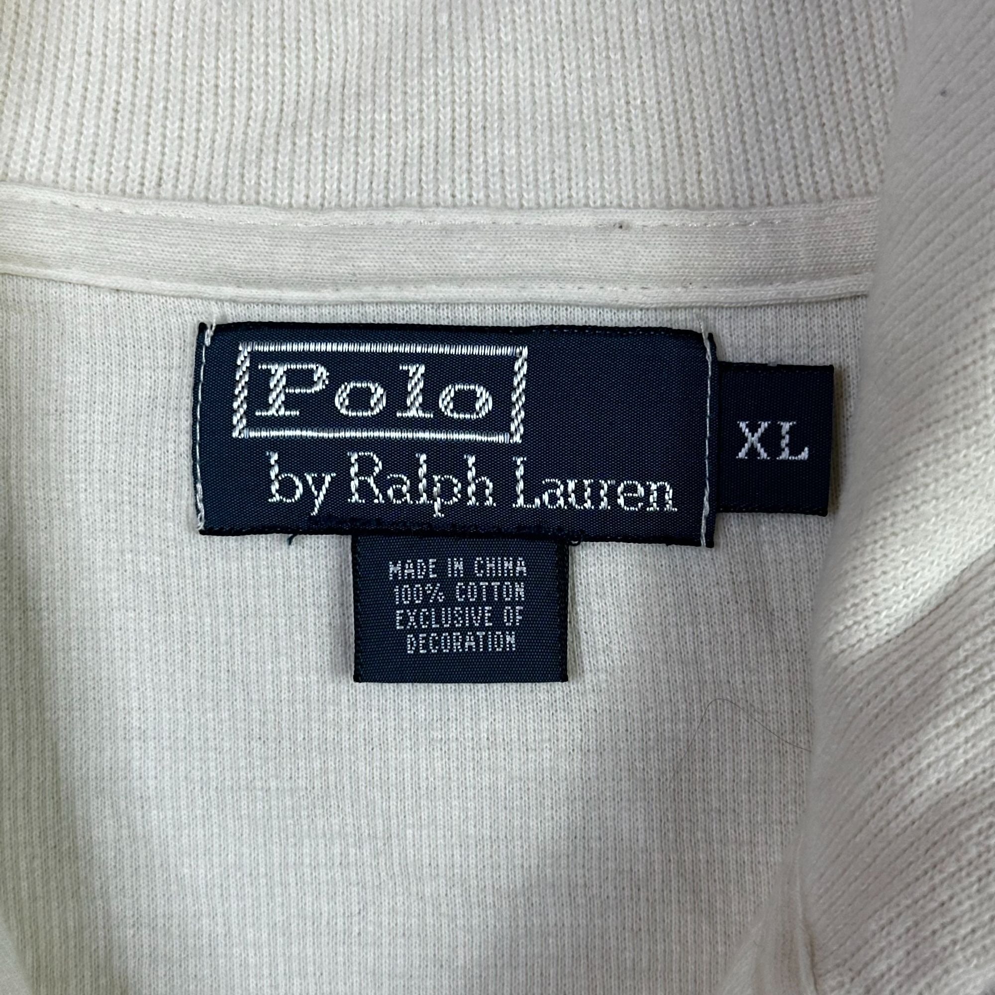 Polo Ralph Lauren Mens XL Cream Half-Zip Cotton Sweater With Embroidered Logo