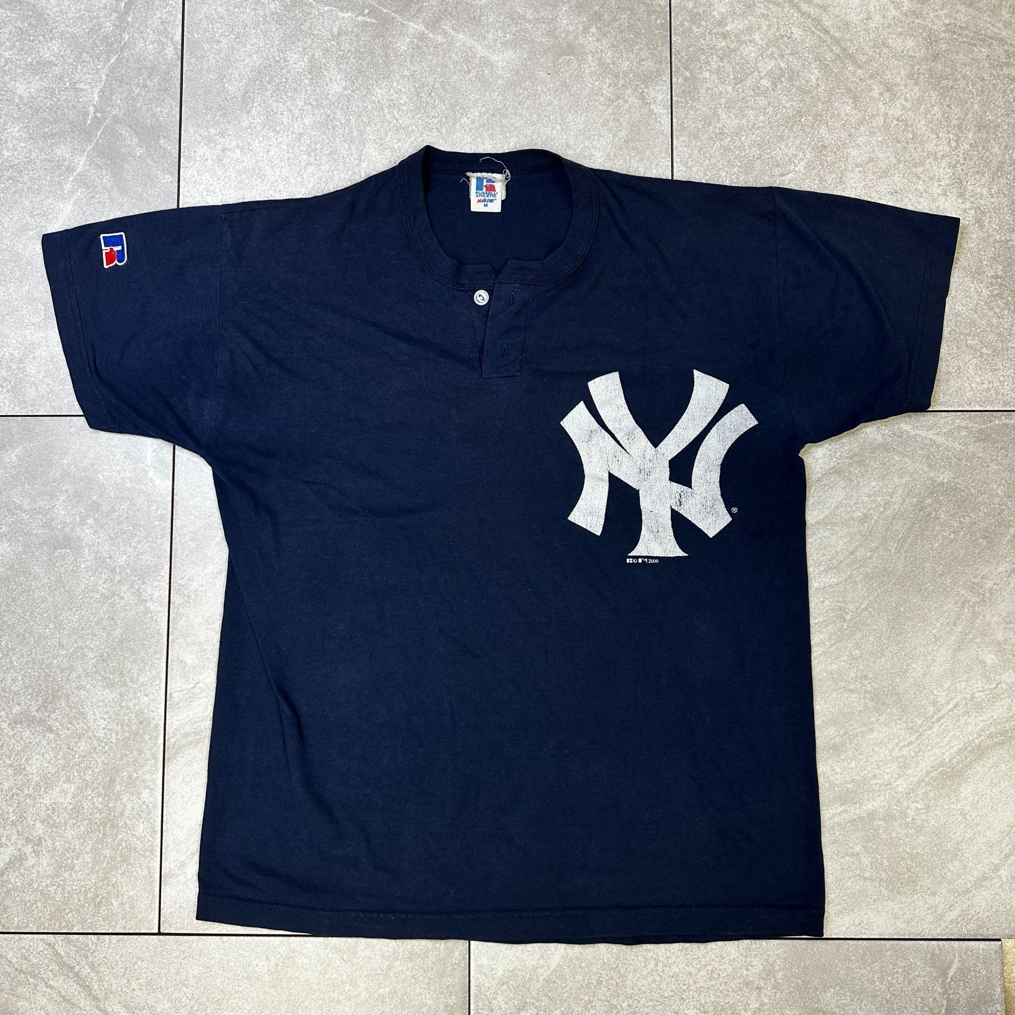 Russell Athletic NuBlend M Yankees Logo Navy Baseball T-Shirt