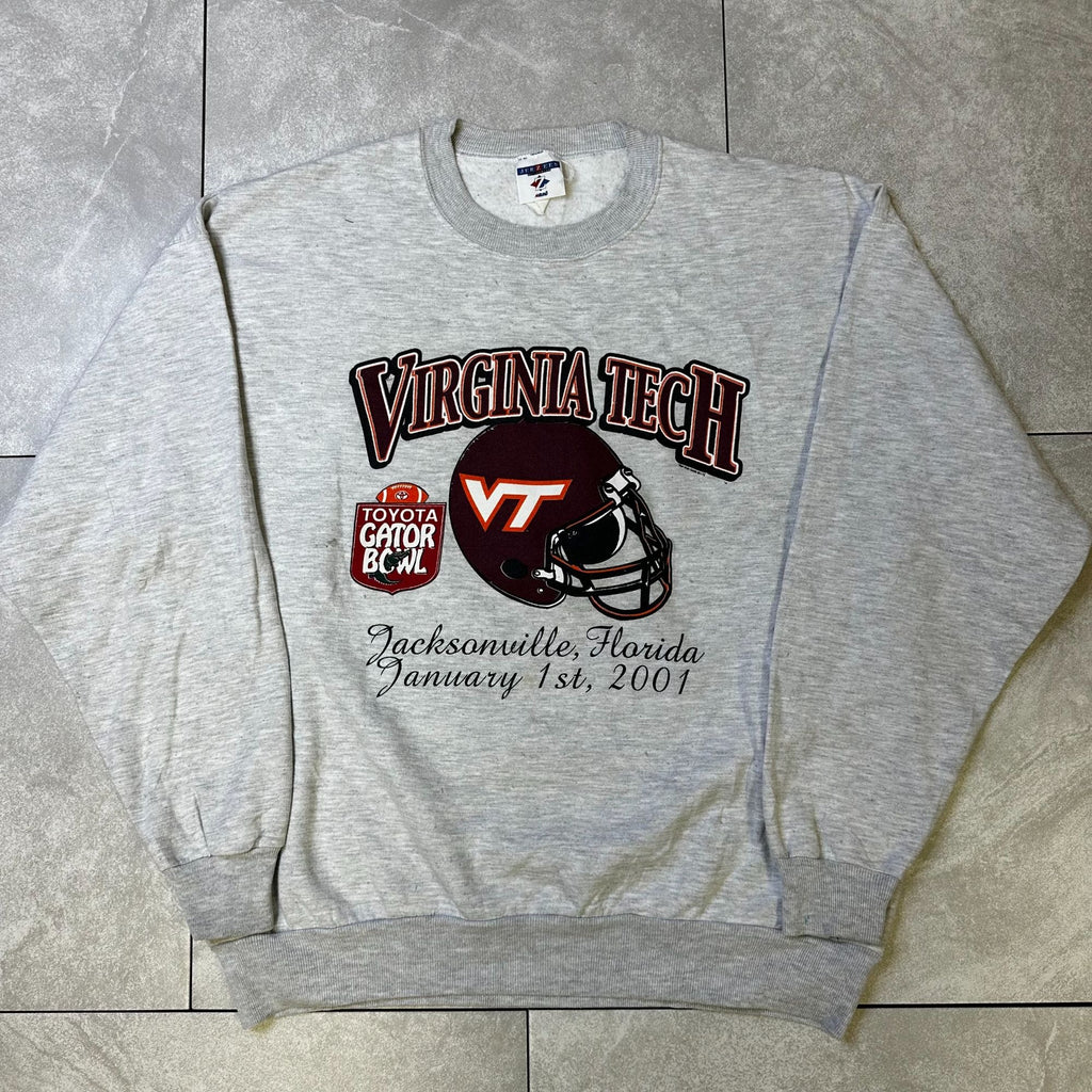 Virginia Tech Gator Bowl 2001 Sweatshirt Jerzees Activewear Gray Size XL