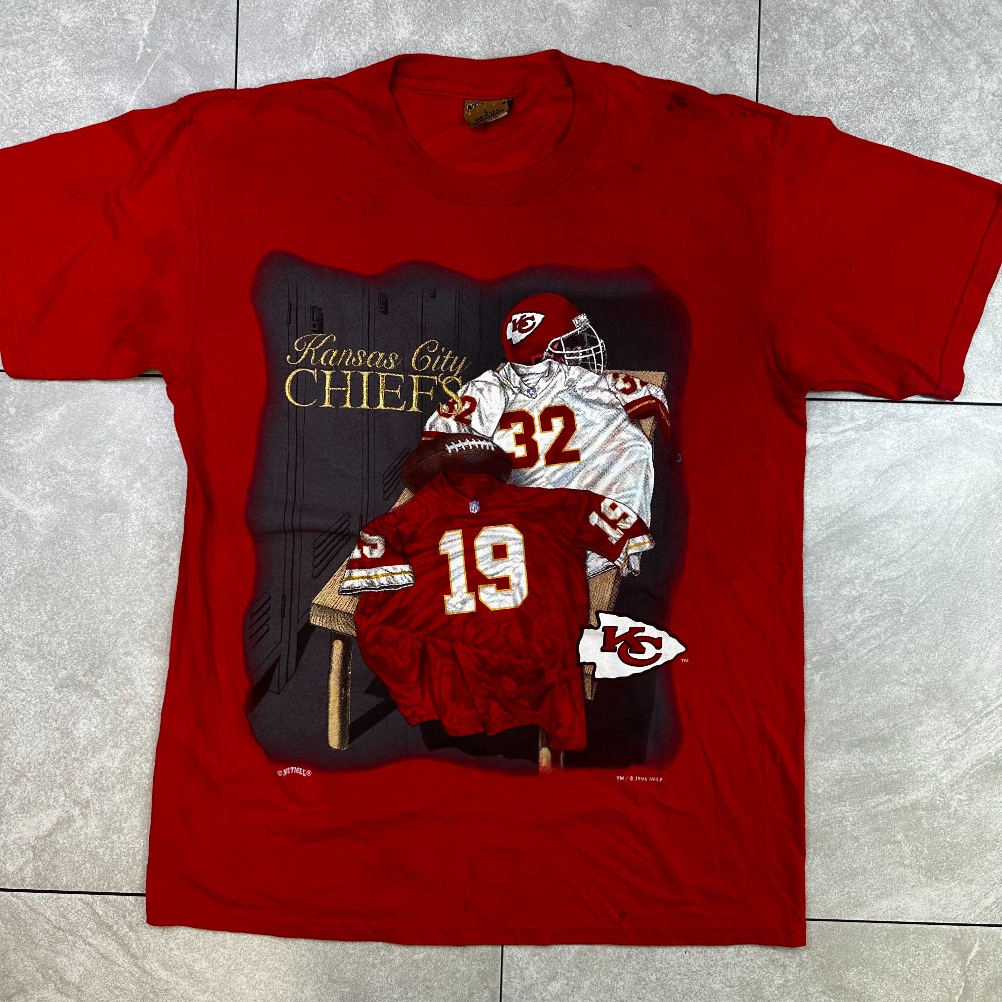 Vintage 1994 Kansas City Chiefs Red T-Shirt Nutmeg Mills NFLP Size M