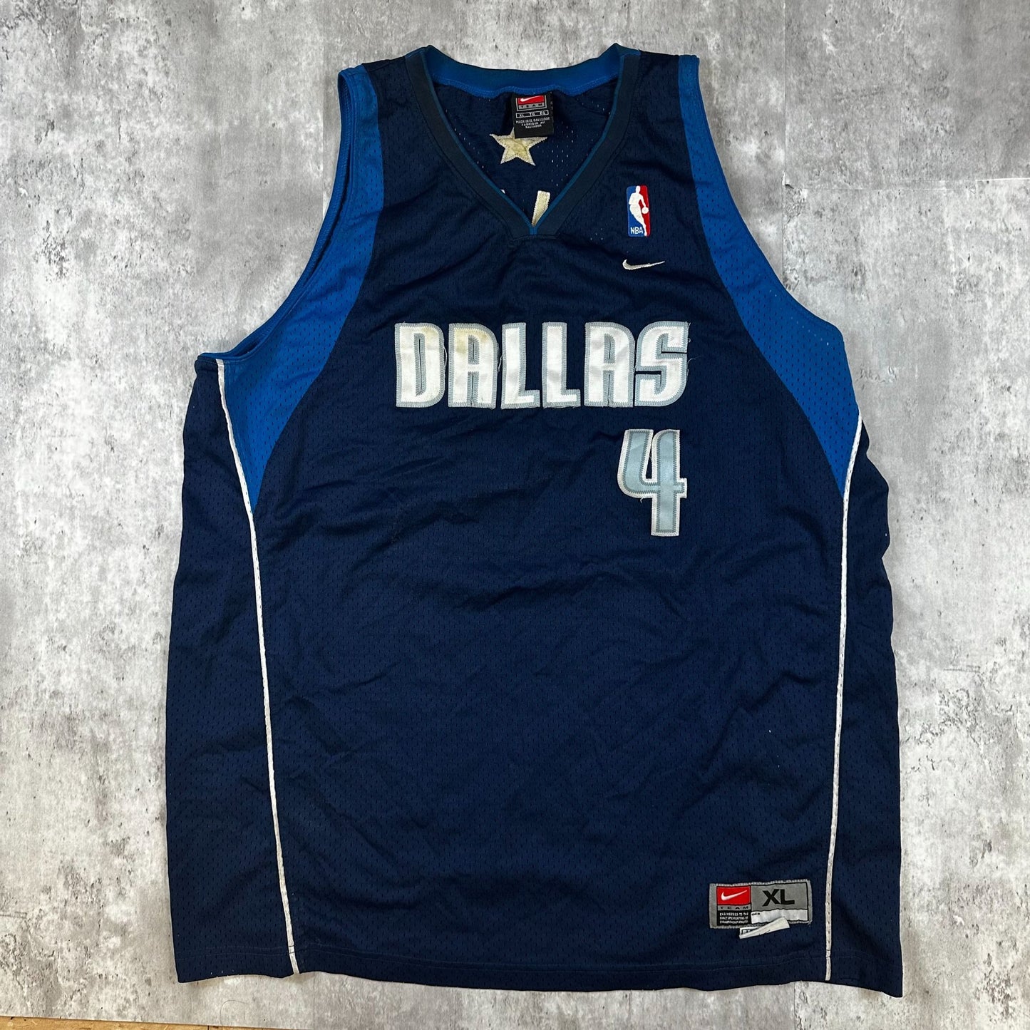 Nike Team Dallas Mavericks Michael Finley #4 XL Basketball Jersey Navy Length +2 Mesh