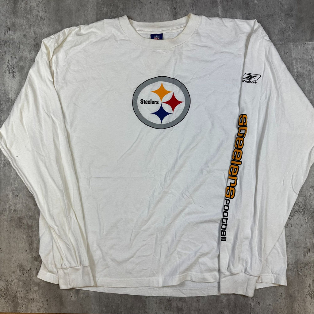 Vintage Reebok NFL Pittsburgh Steelers XL Long Sleeve Shirt White Cotton