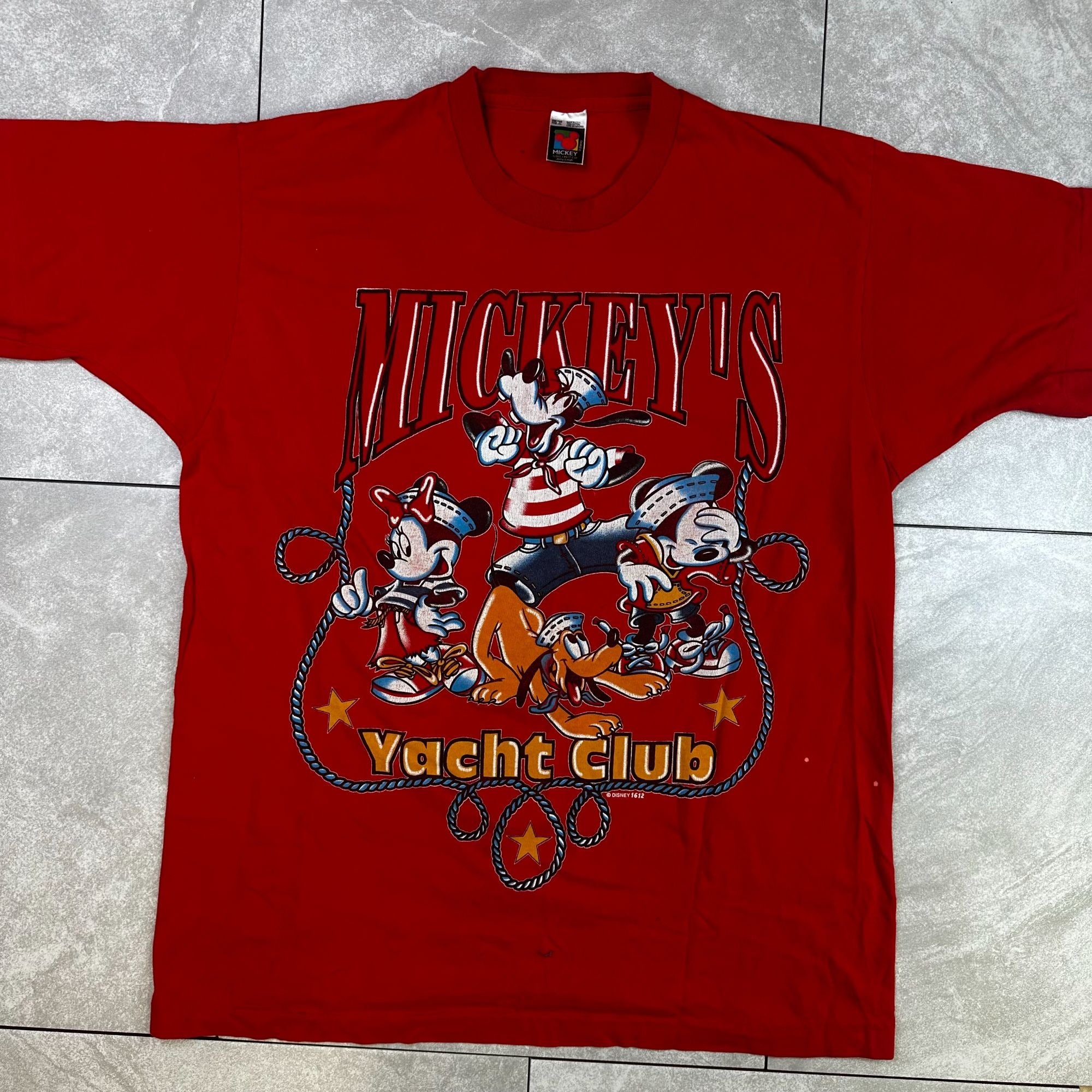 Vintage Mickeys Yacht Club Red T-Shirt  Disney Jerry Leigh  L