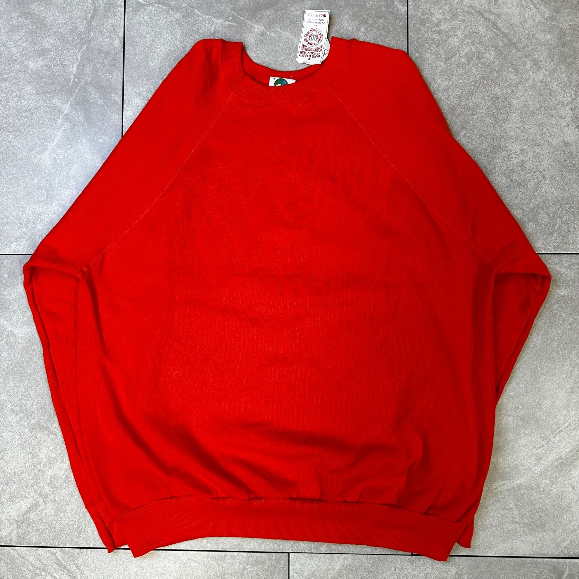 Vintage Miami Red Crewneck Sweatshirt XXL Tultex Made In USA Orange Raglan Sleeves College Sportswear 90s