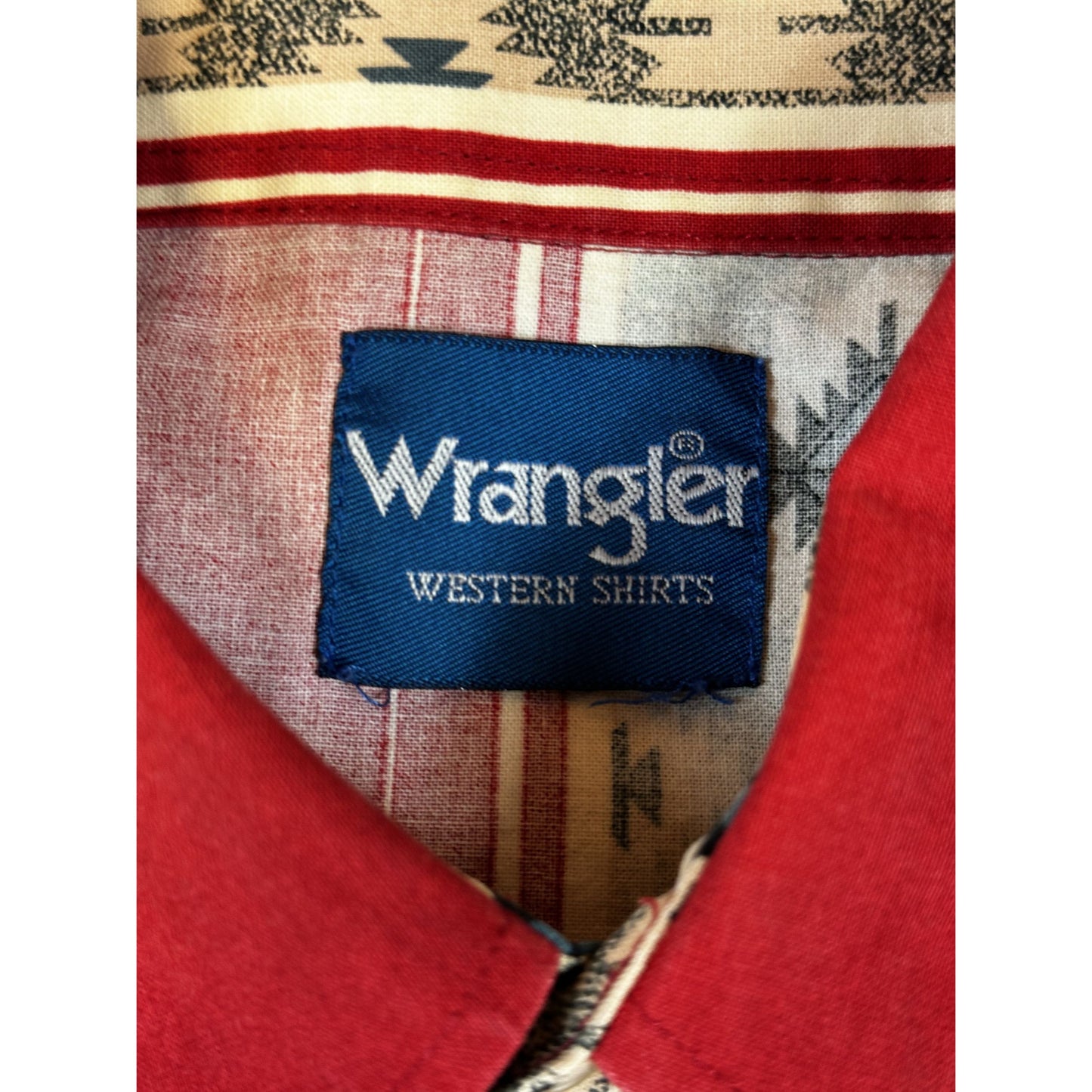 Wrangler Western Red Aztec Stripe Long Sleeve Button-Up Shirt L