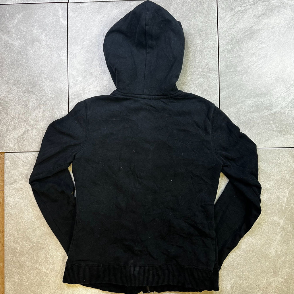 Aeropostale Womens Black Full-Zip Hoodie With Multicolor Patterned Hood M