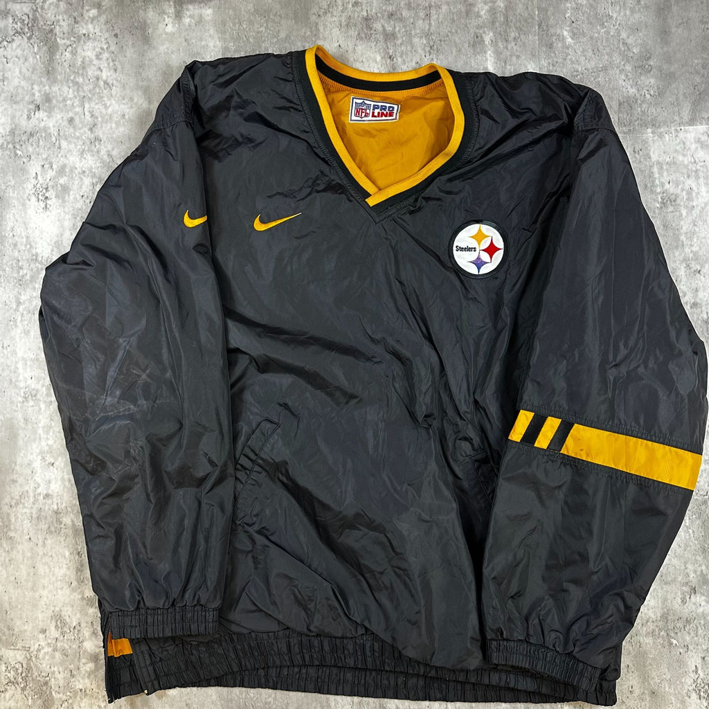 NFL Pro Line Pittsburgh Steelers Pullover Jacket XL Black & Yellow Windbreaker Nike Logo