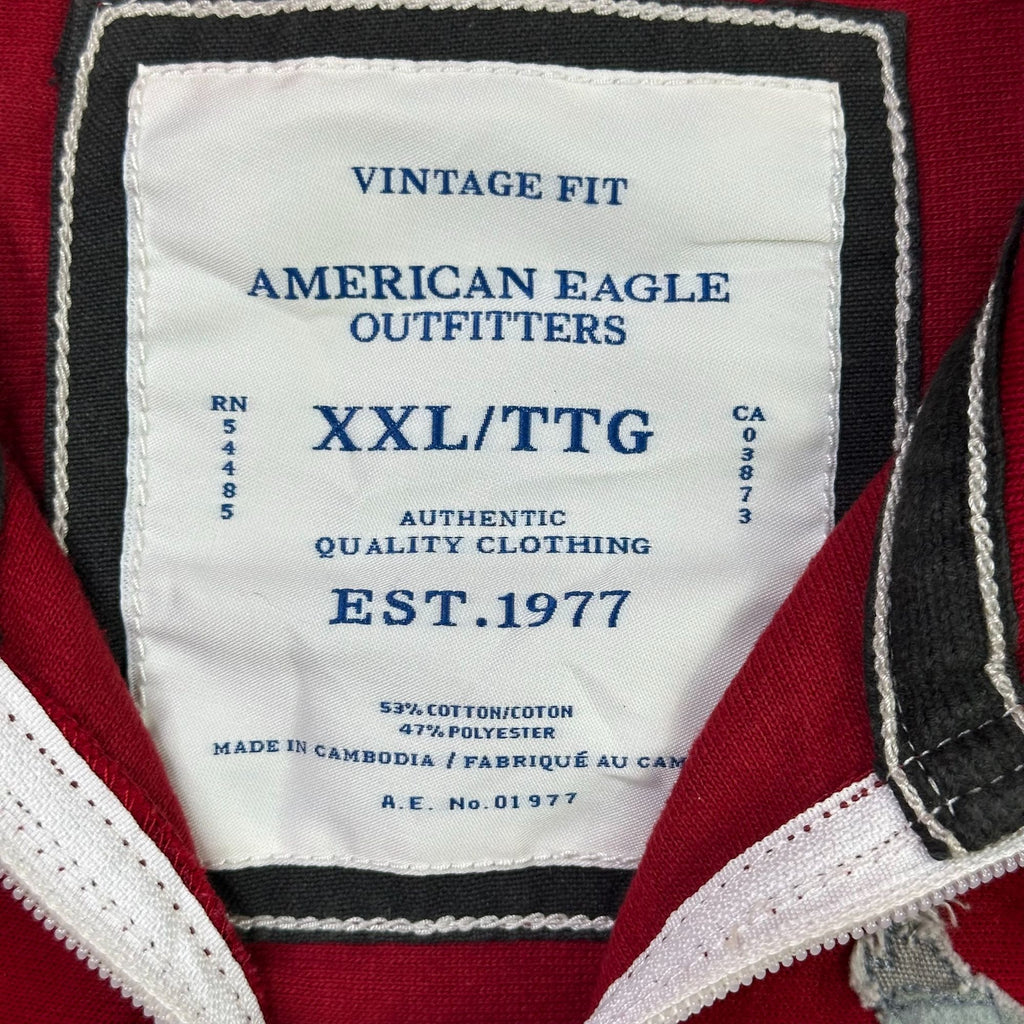 American Eagle Outfitters Vintage Fit Red Zip-Up Jacket XXL Cotton Blend Mens Casual Outerwear