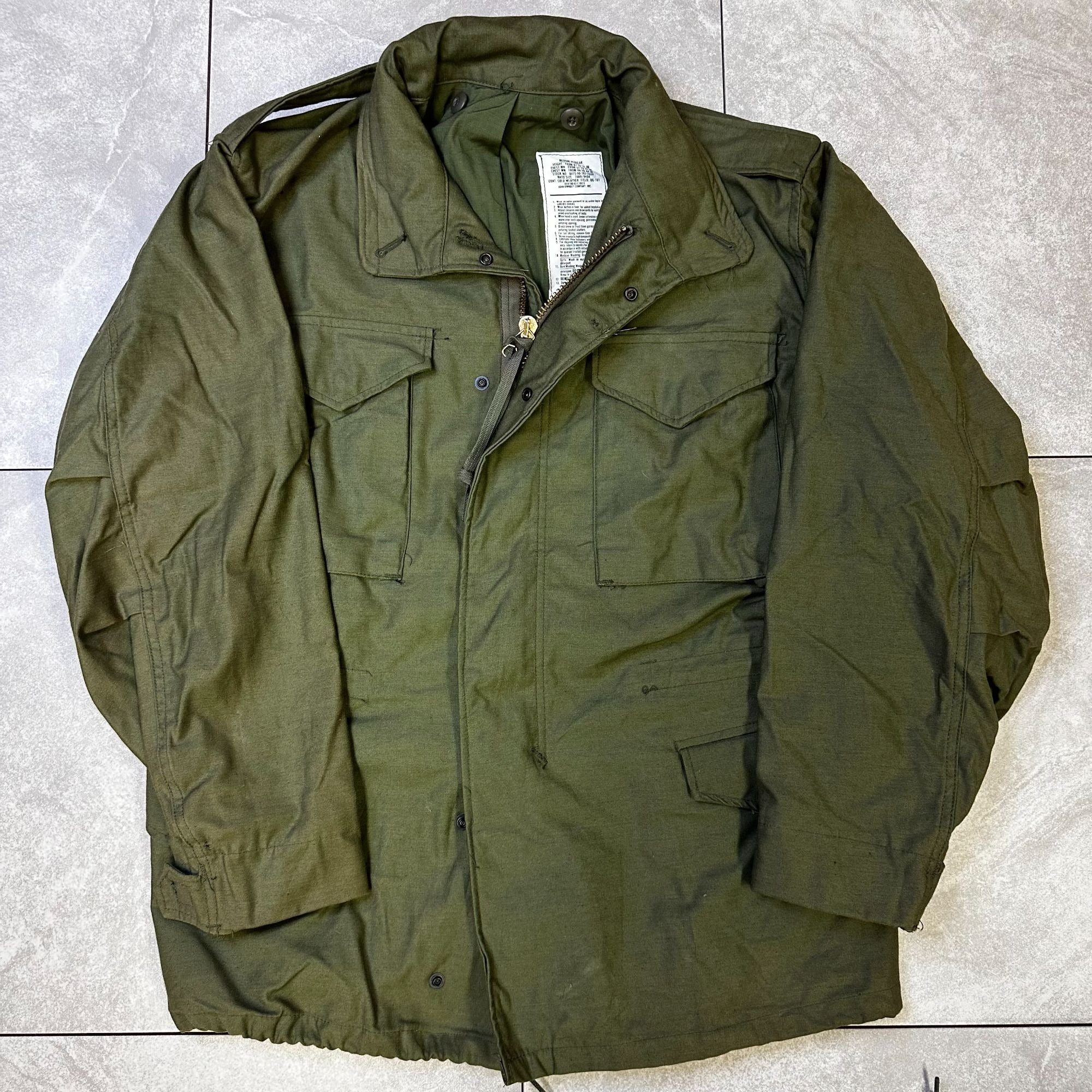 Vintage Military Cold Weather Field Coat Medium Regular Olive Green Cotton Blend