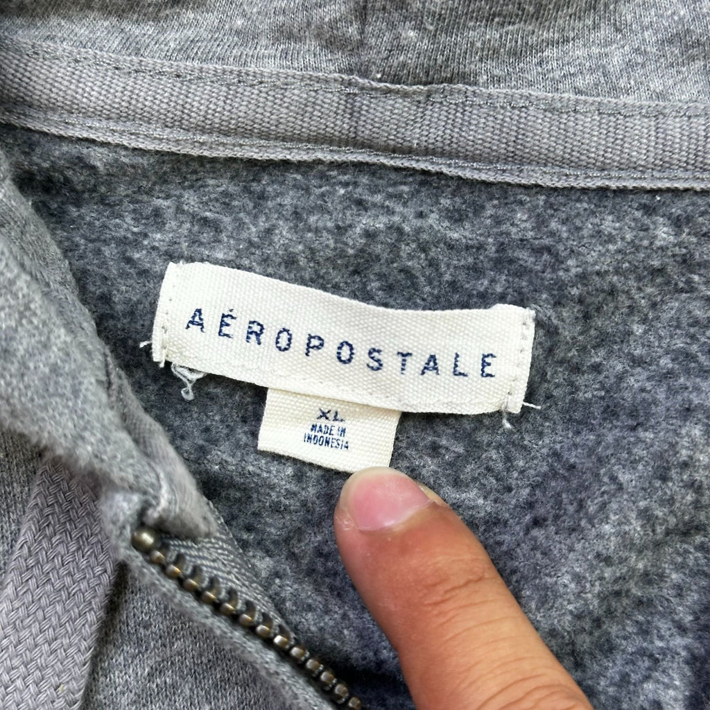 Aeropostale Gray Hooded Zip-Up Sweatshirt XL Soft Cotton Blend Womens Casual