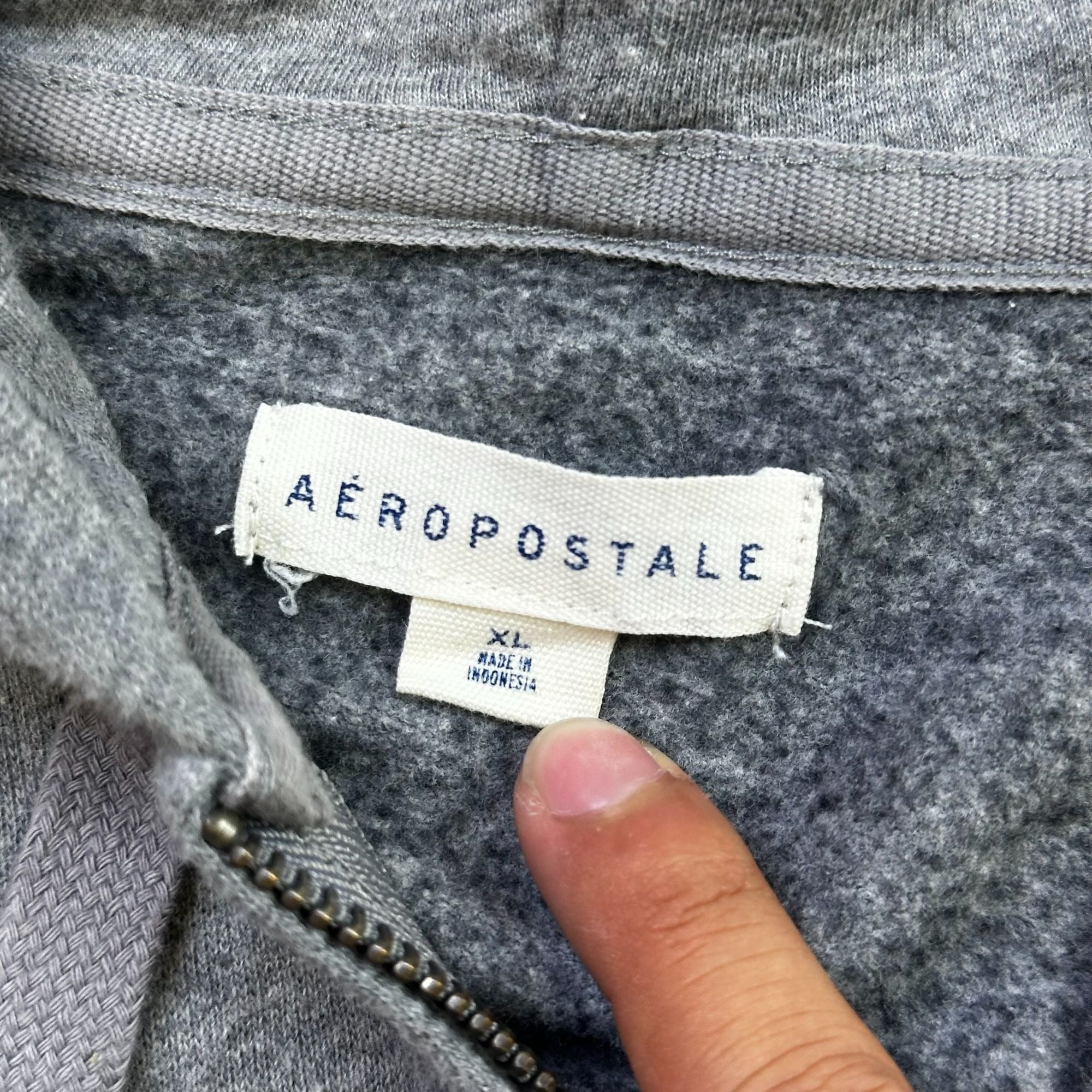 Aeropostale Gray Hooded Zip-Up Sweatshirt XL Soft Cotton Blend Womens Casual