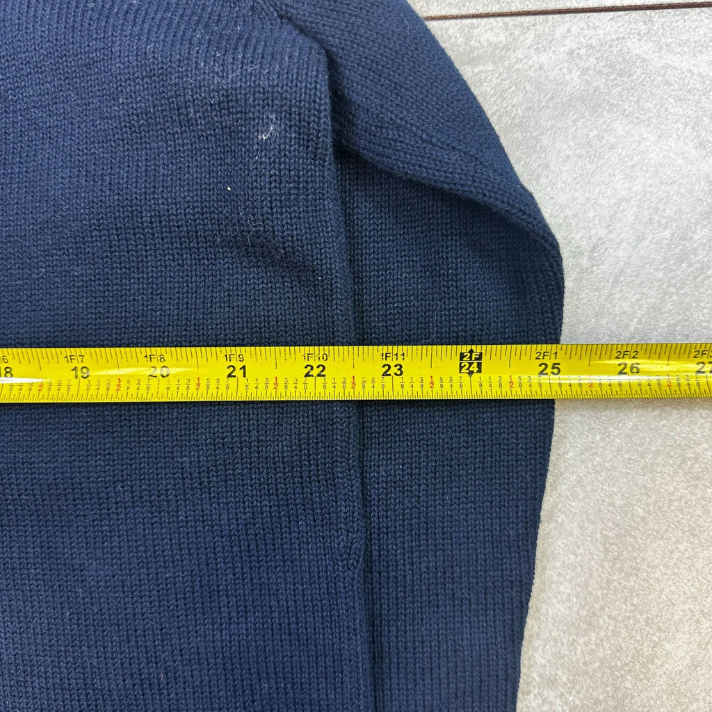 Lauren Ralph Lauren Navy Cotton Nautical Style Sweater With Embroidered Sailboat Design & Stripe Accents Size XL