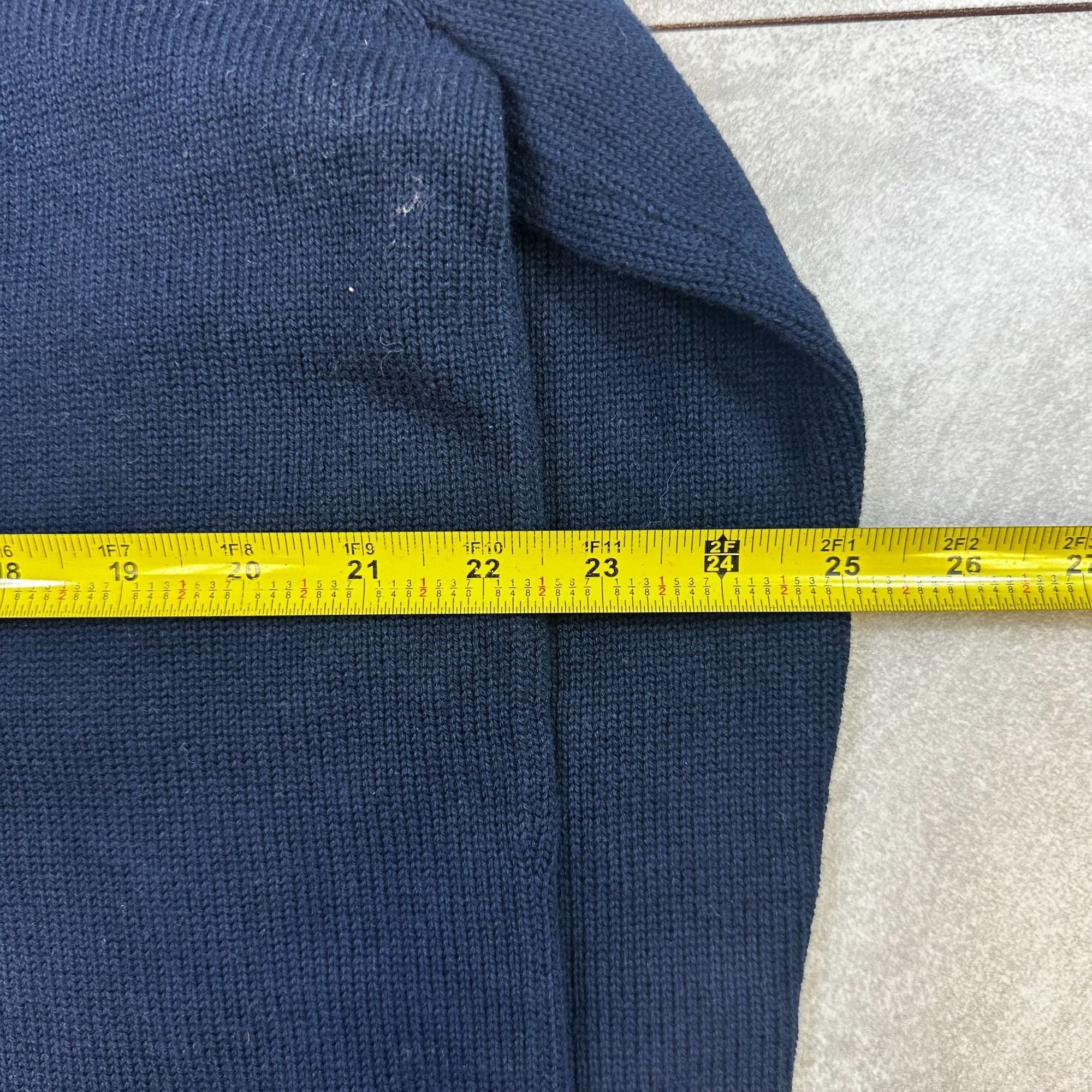 Lauren Ralph Lauren Navy Cotton Nautical Style Sweater With Embroidered Sailboat Design & Stripe Accents Size XL