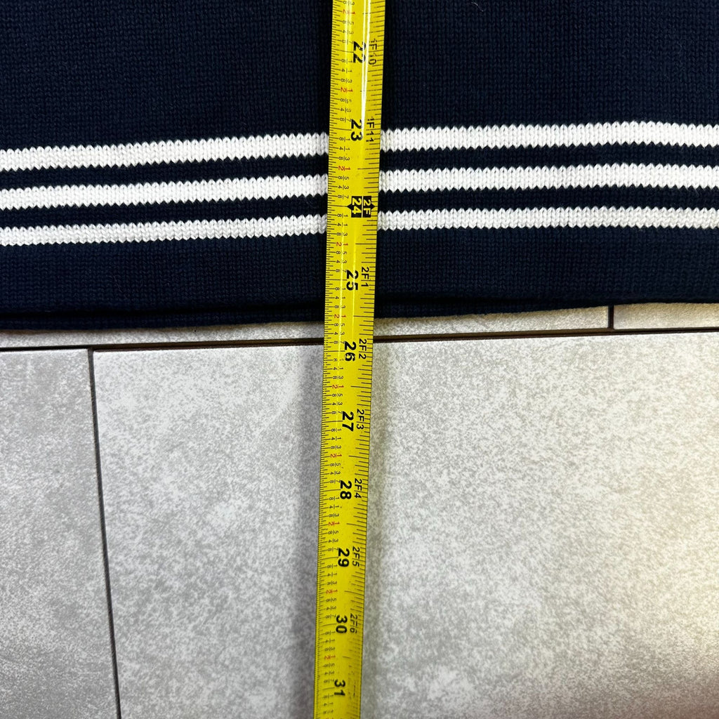 Lauren Ralph Lauren Navy Cotton Nautical Style Sweater With Embroidered Sailboat Design & Stripe Accents Size XL