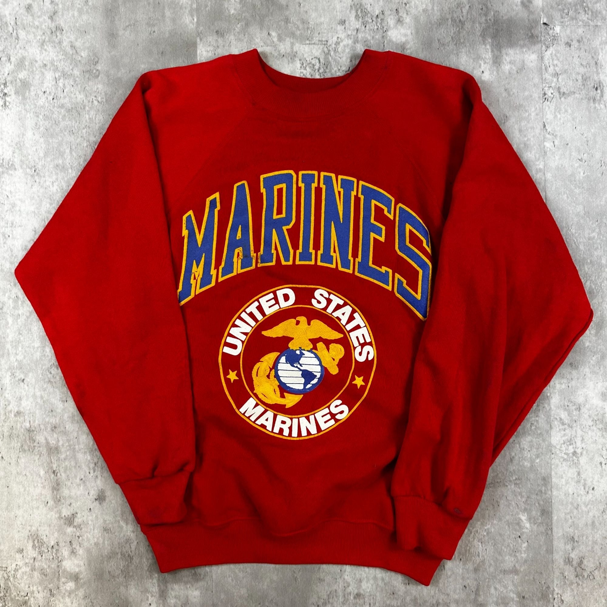 Vintage Hanes U.S. Marines Red Crewneck Sweatshirt S 34-36 Cotton/Acrylic