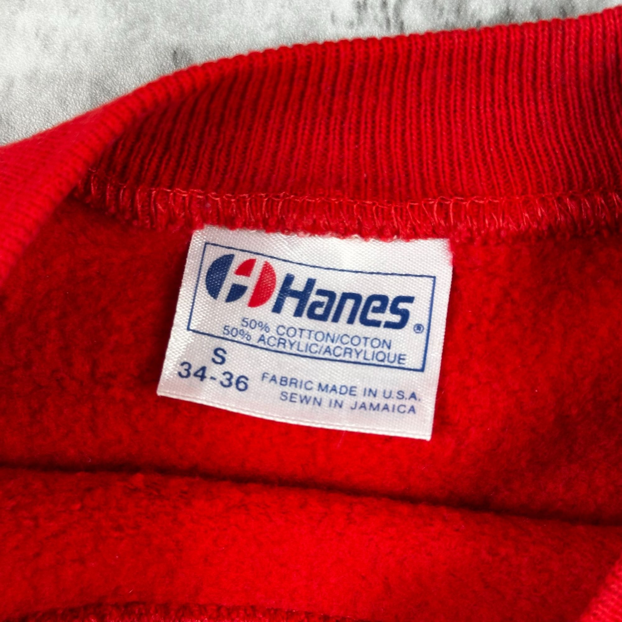 Vintage Hanes U.S. Marines Red Crewneck Sweatshirt S 34-36 Cotton/Acrylic