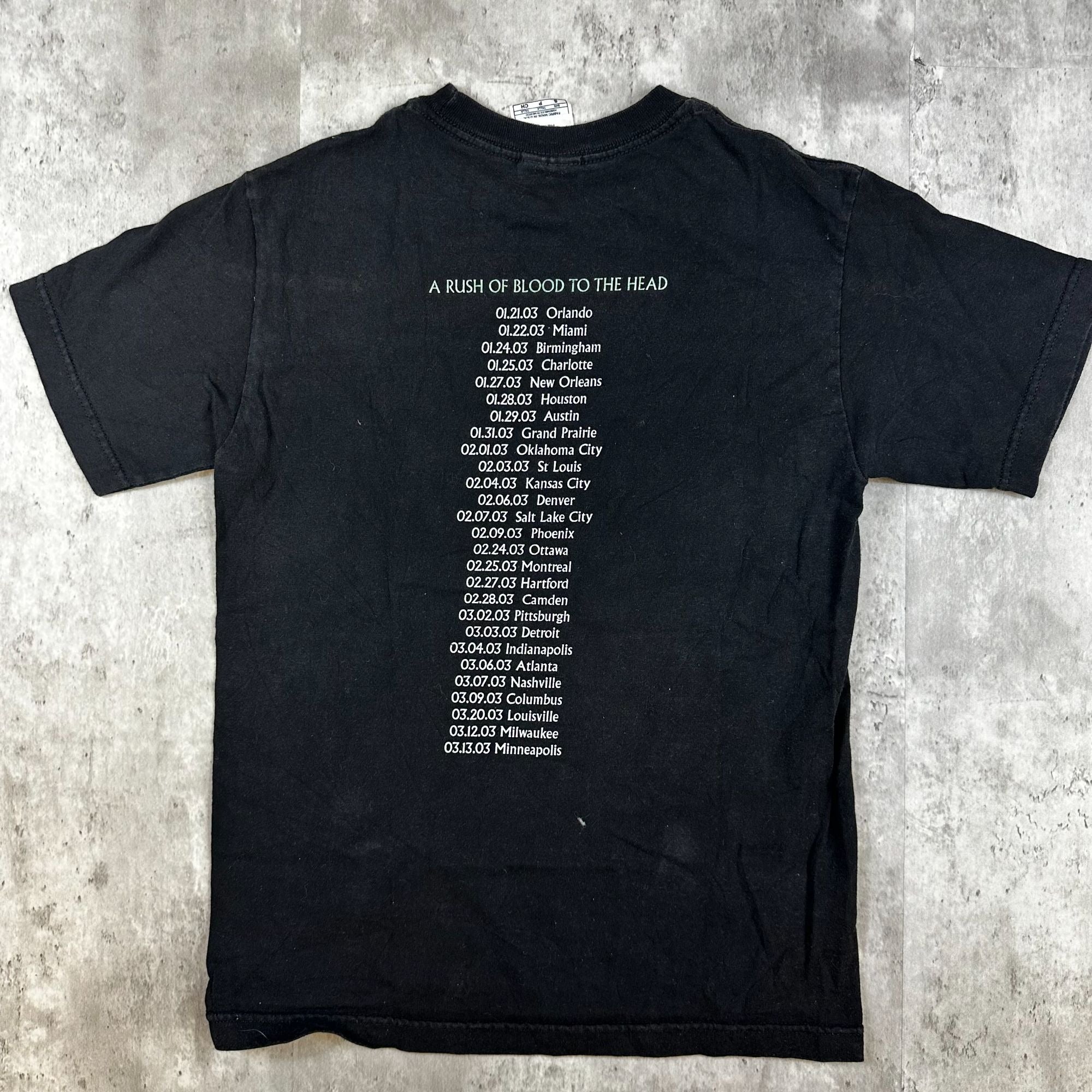 Coldplay A Rush Of Blood To The Head Tour 2003 T-Shirt S Alstyle Apparel Black 100% Cotton Graphic Tee