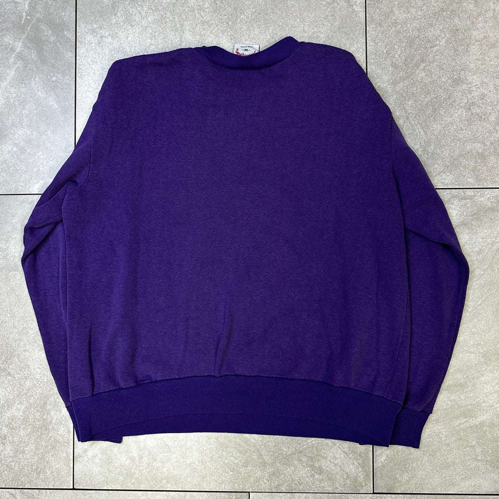 Vintage Nutmeg Mills LSU Tigers Purple Crewneck Sweatshirt M Made In USA Cotton Blend