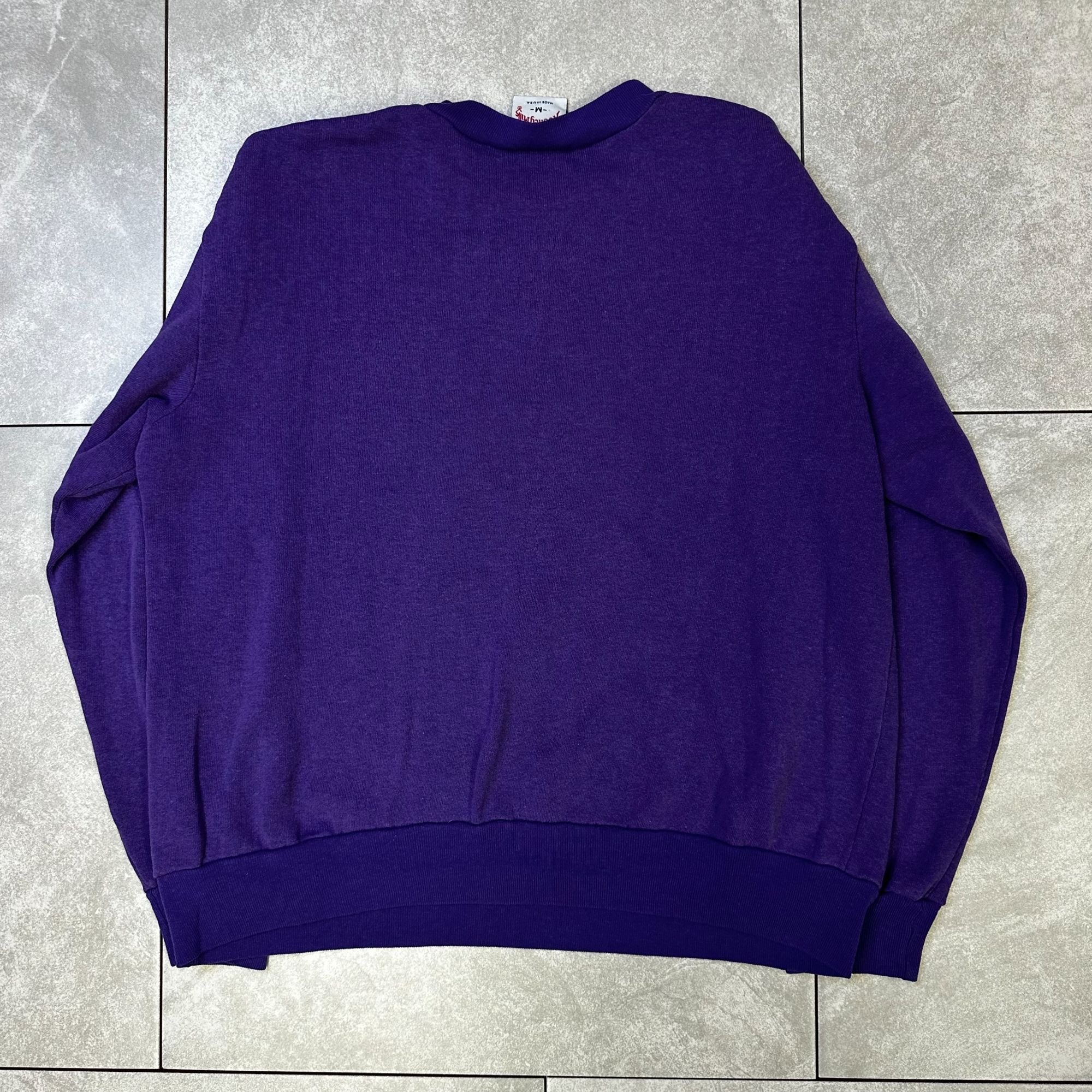 Vintage Nutmeg Mills LSU Tigers Purple Crewneck Sweatshirt M Made In USA Cotton Blend