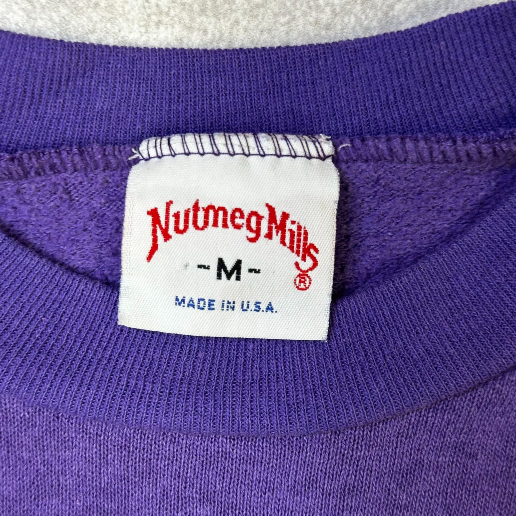 Vintage Nutmeg Mills LSU Tigers Purple Crewneck Sweatshirt M Made In USA Cotton Blend