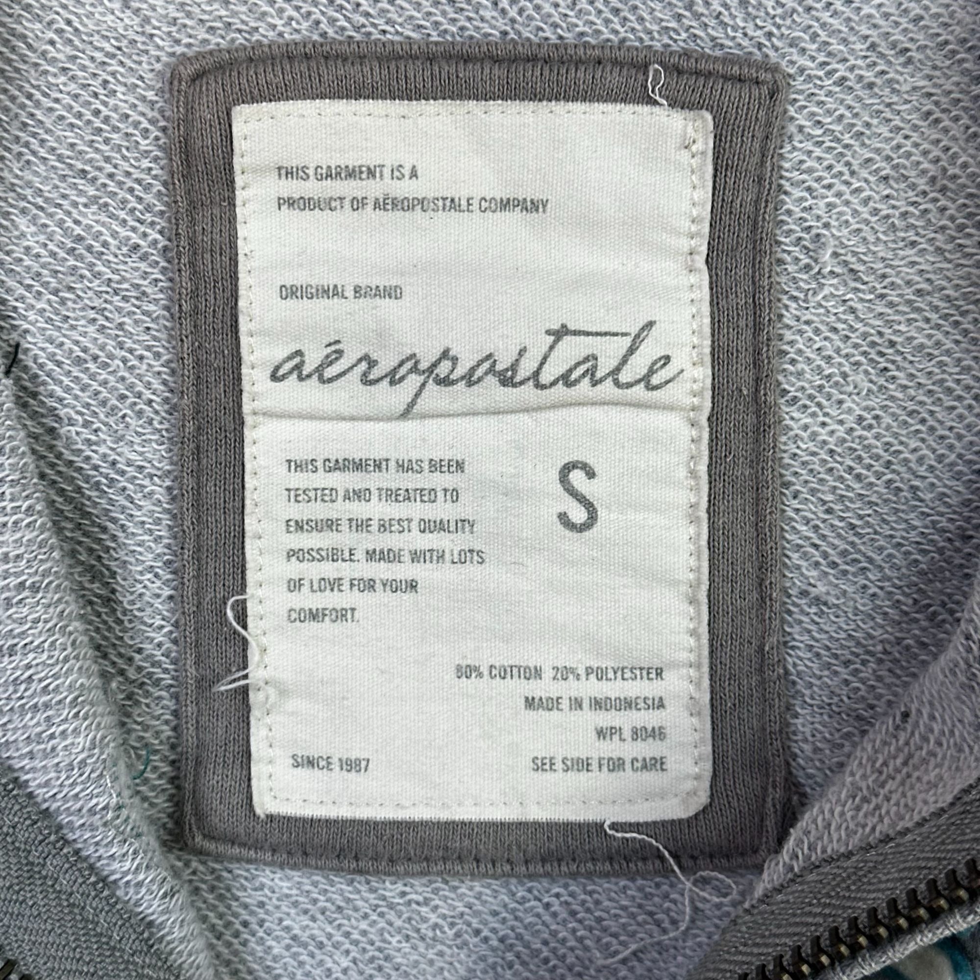 Aeropostale Gray Zip-Up Hoodie With Front Pocket & Hood S