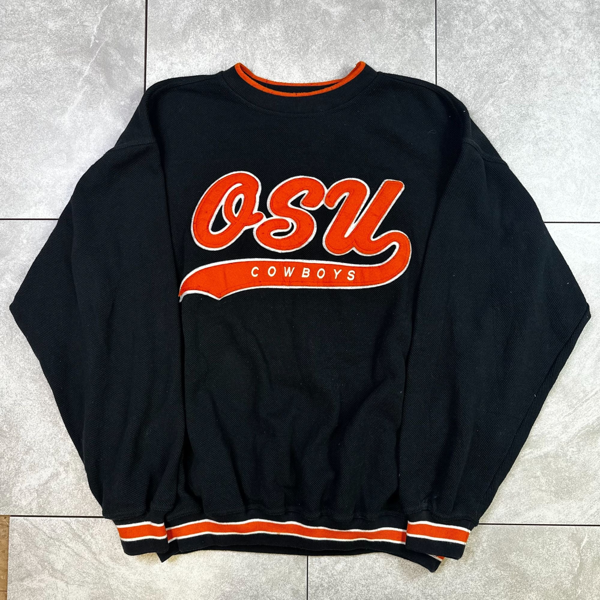 OSU Cowboys Black & Orange Crewneck Sweatshirt XL By Starter