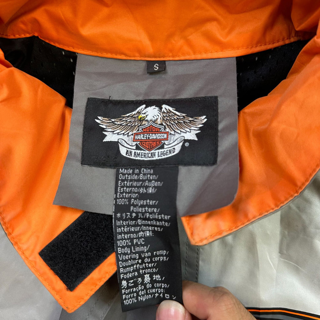 Harley-Davidson Mens S Gray & Orange Waterproof Jacket With Hood