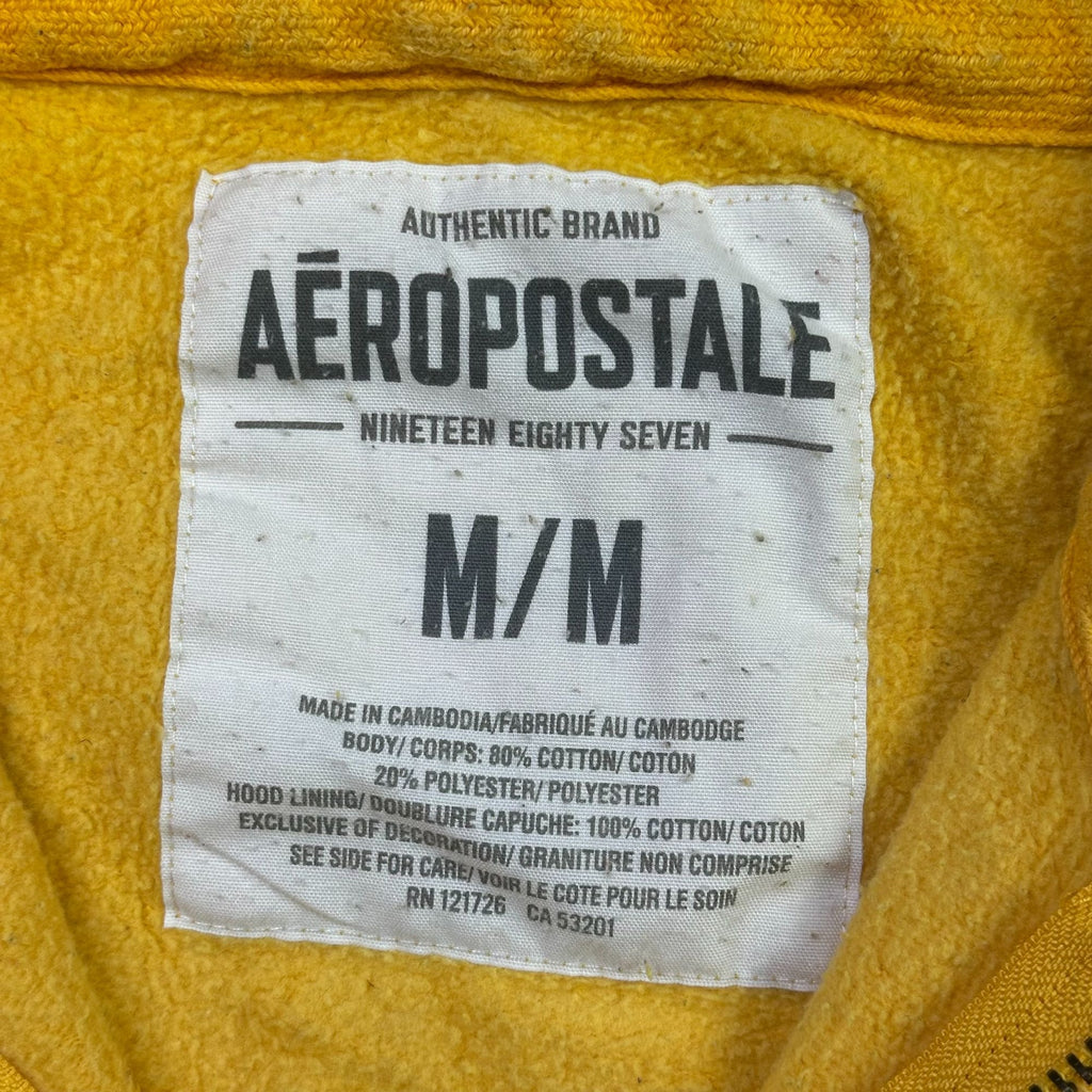 Aeropostale Yellow Hoodie M Athletic Dept 1987 Logo Zip-Up Sweatshirt