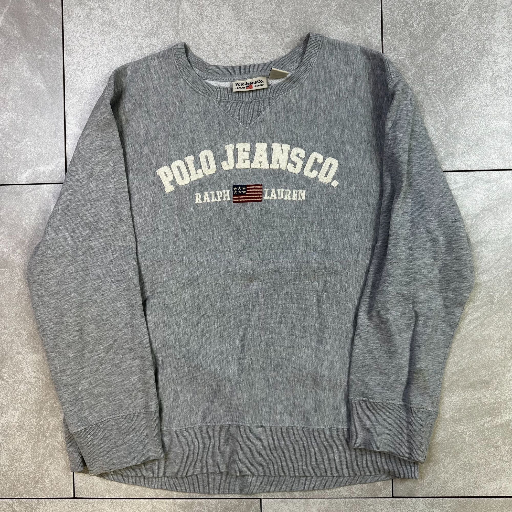 Polo Jeans Co. Ralph Lauren Gray Crewneck Sweatshirt M/M Cotton/Polyester Blend