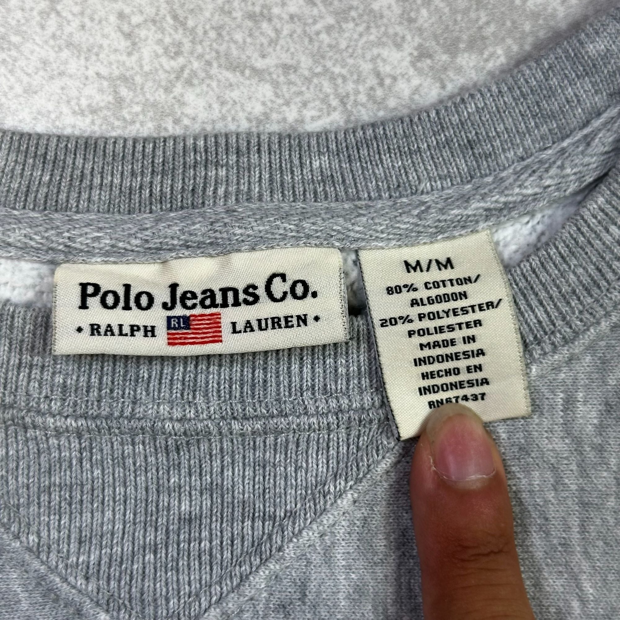 Polo Jeans Co. Ralph Lauren Gray Crewneck Sweatshirt M/M Cotton/Polyester Blend