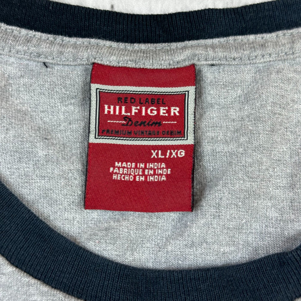 Tommy Hilfiger Red Label Mens XL Graphic Tee Shirt Gray & Black Cotton Blend