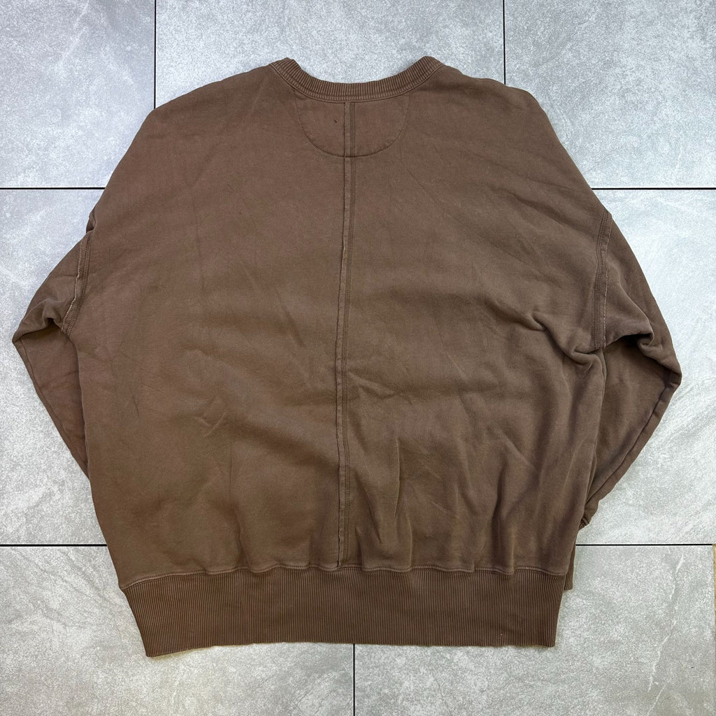 American Eagle Brown Crewneck Sweatshirt M/M Rustic Print Pullover Cotton Blend