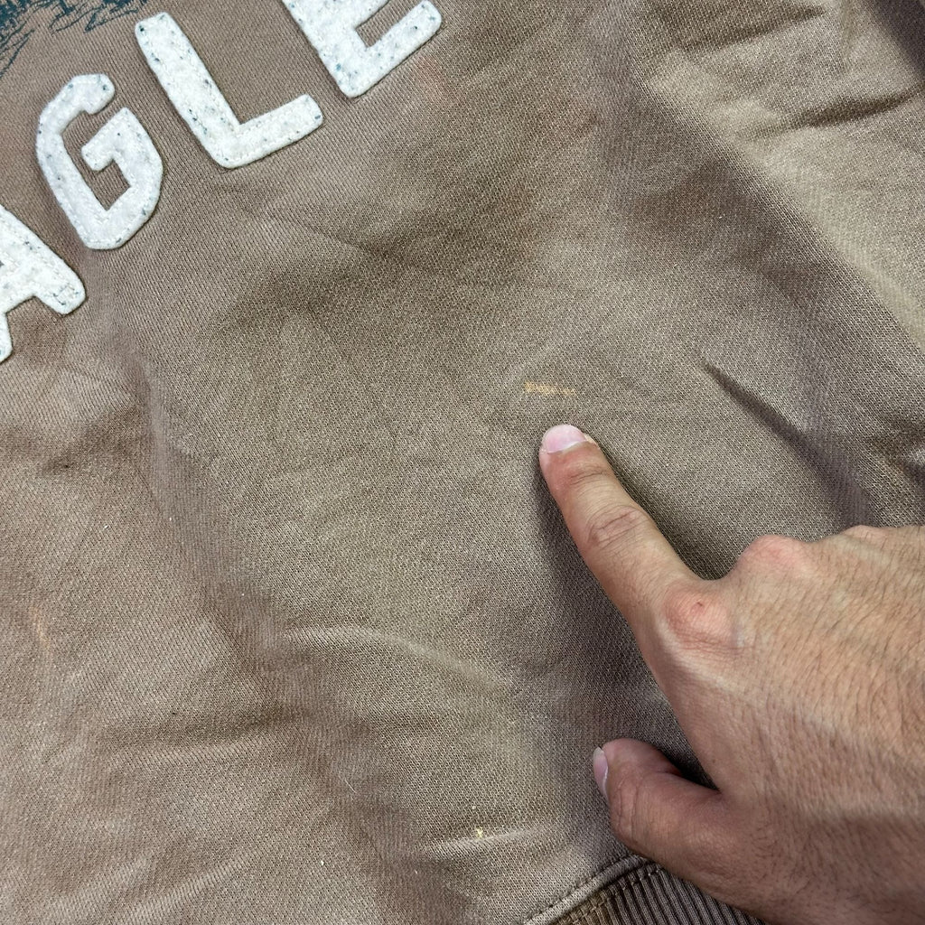 American Eagle Brown Crewneck Sweatshirt M/M Rustic Print Pullover Cotton Blend