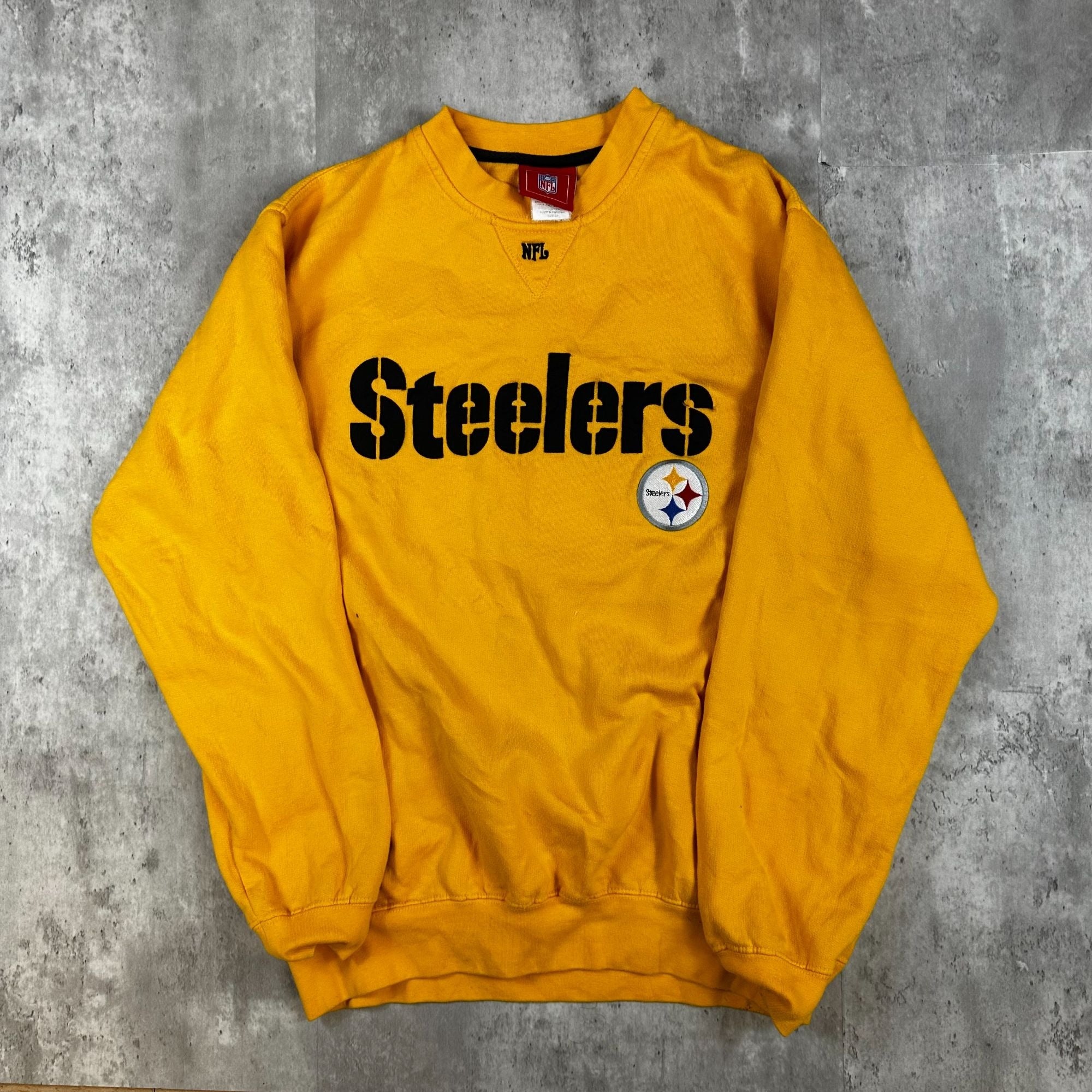 Vintage NFL Pittsburgh Steelers Gold Sweatshirt Crewneck Large Cotton Blend
