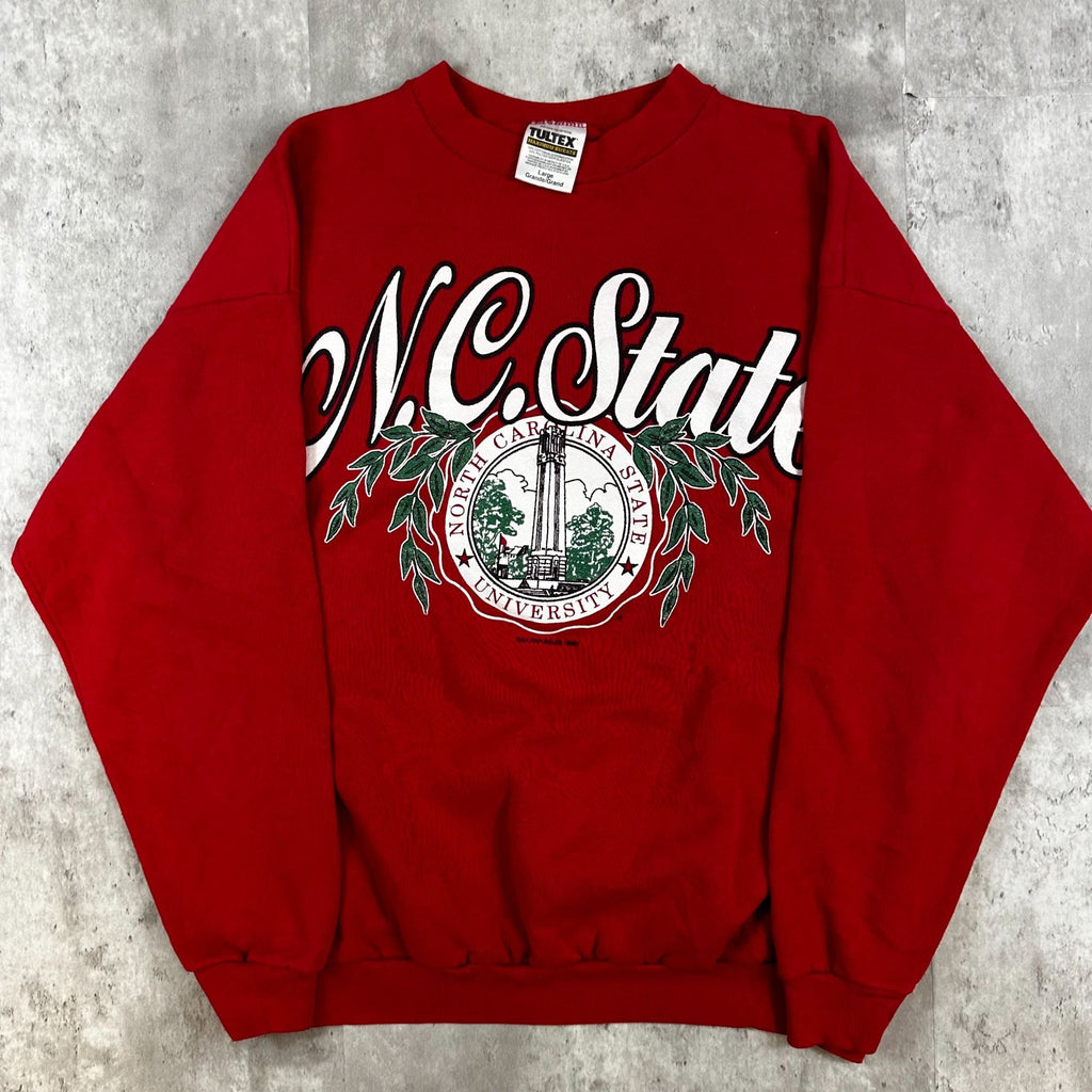 Vintage Red N.C. State Sweatshirt Tultex Maximum Sweats Large Cotton/Poly Blend Crewneck