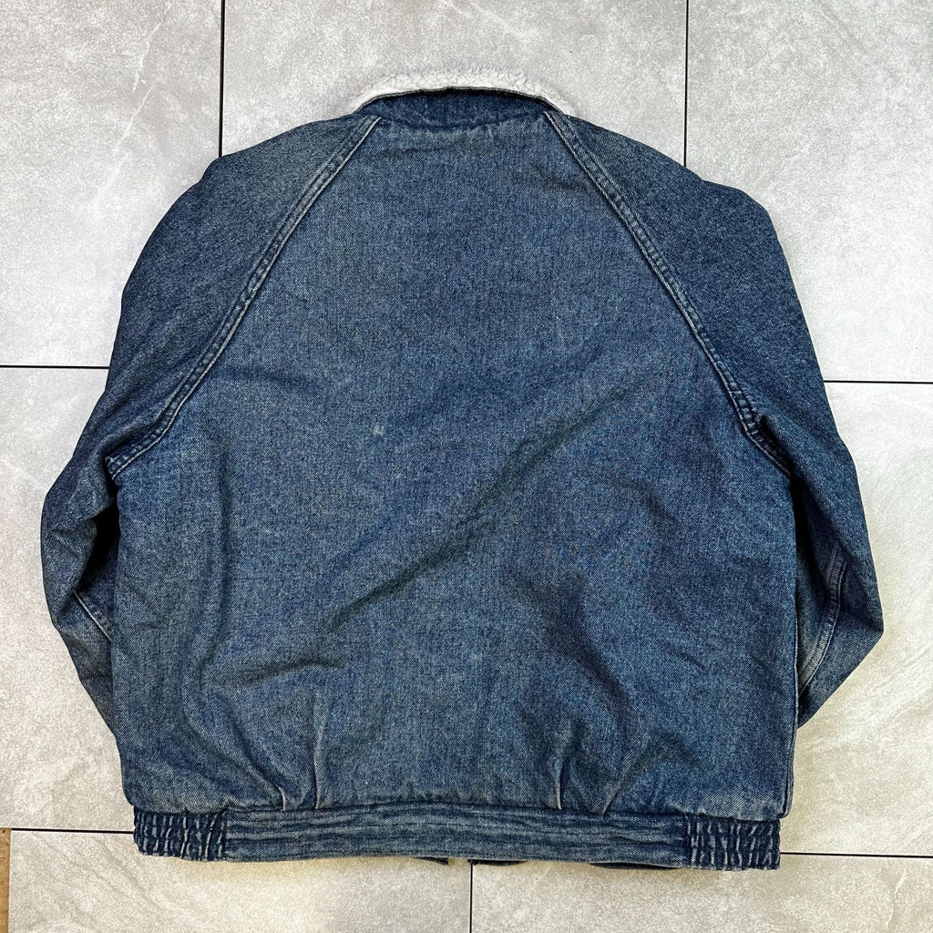 Levis Denim Sherpa Lined Jacket Large Button Front Warm Outerwear