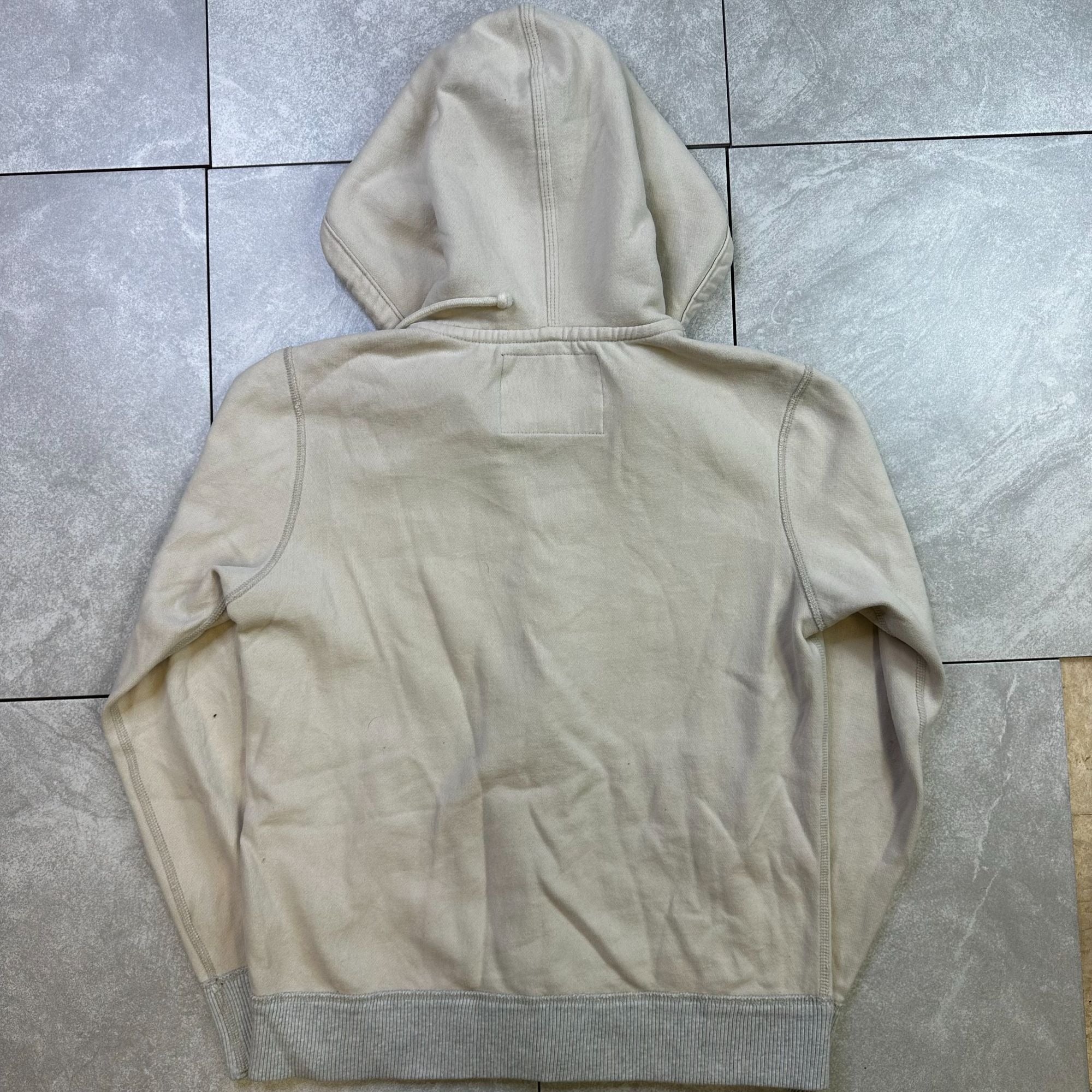 American Eagle Outfitters Beige Hooded Zip-Up Jacket S/P Athletic Fit Sherpa-Lined