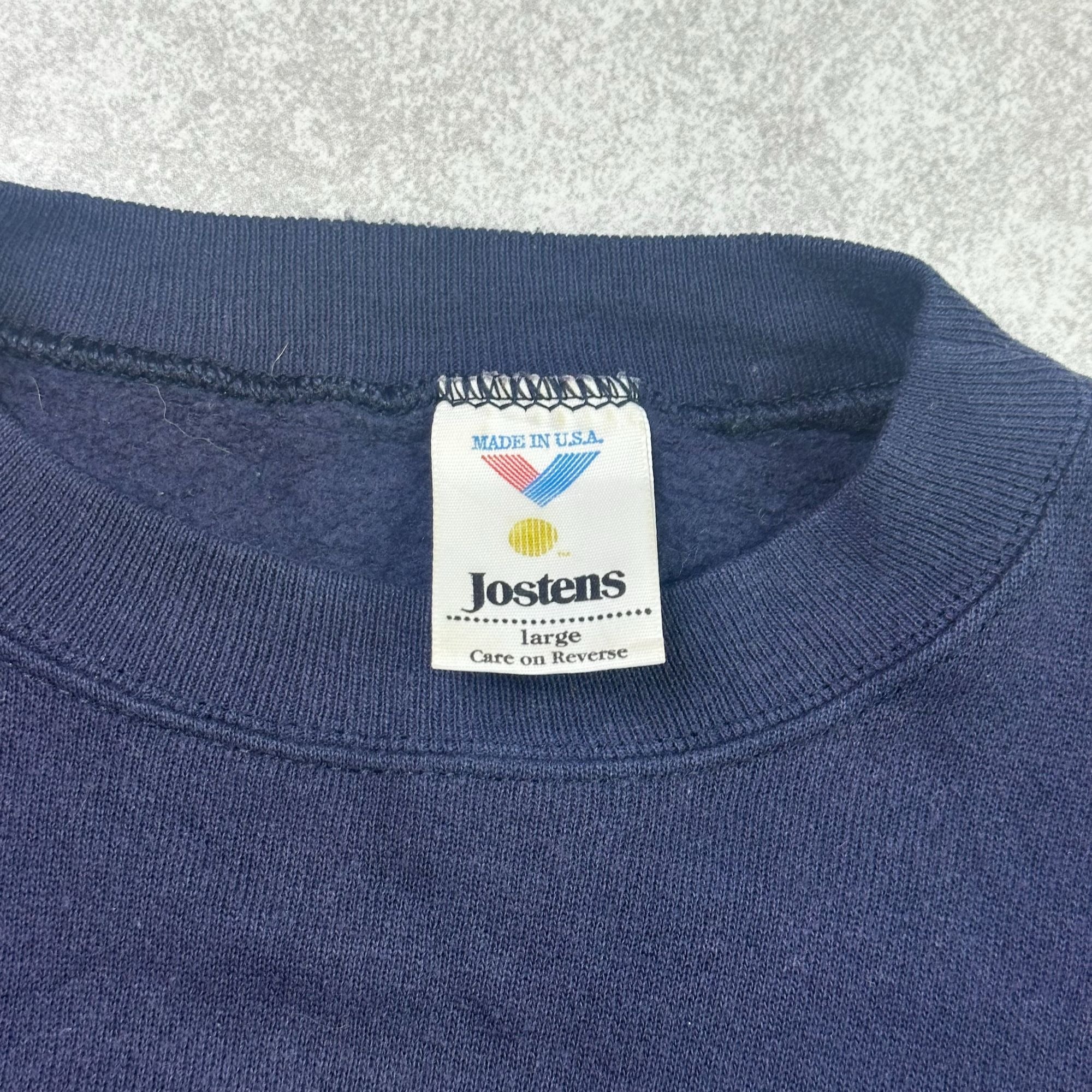 Vintage Jostens Fort Knox Eagle Crest Navy Sweatshirt Large Made In USA