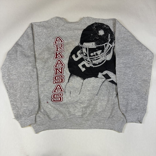 Vintage Hanes Arkansas Football Sweatshirt XL Gray 50/50 Cotton Polyester Made In USA