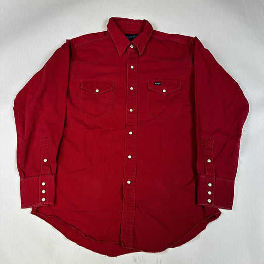 Wrangler Mens Red Western Button-Up Shirt Y-Long Tails 17-35