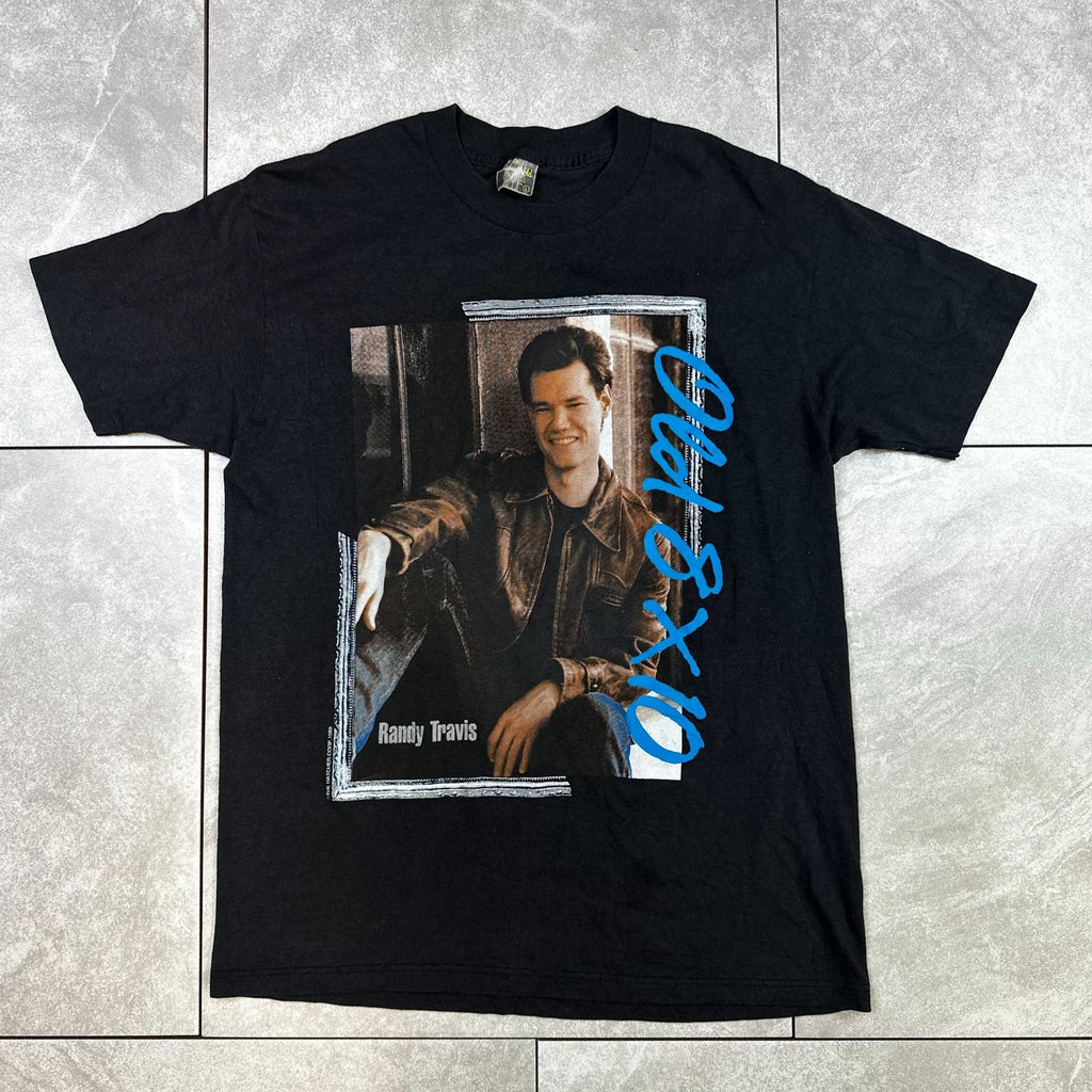 Randy Travis Old 8x10 Album T-Shirt Large Black Graphic Tee Cotton Blend