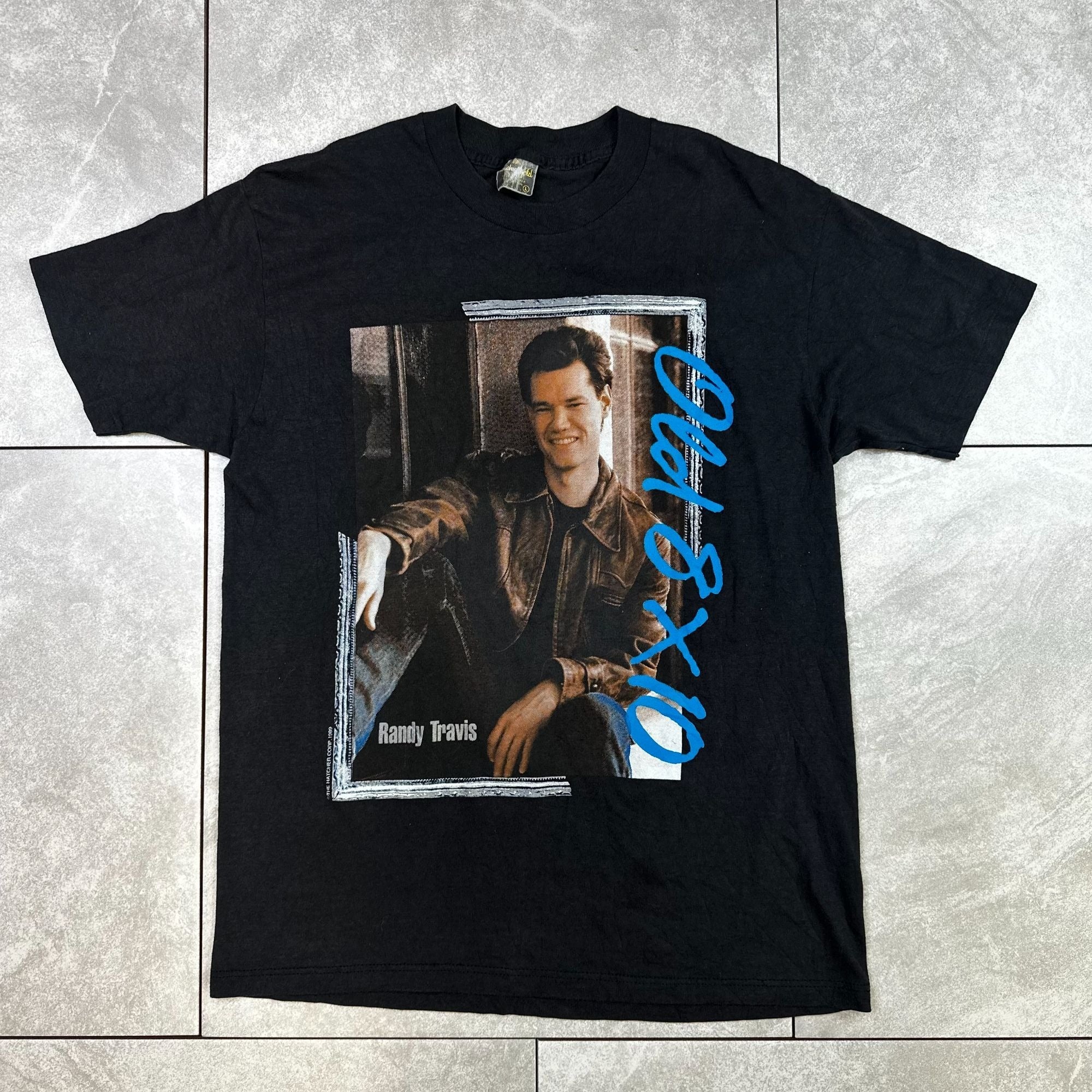 Randy Travis Old 8x10 Album T-Shirt Large Black Graphic Tee Cotton Blend