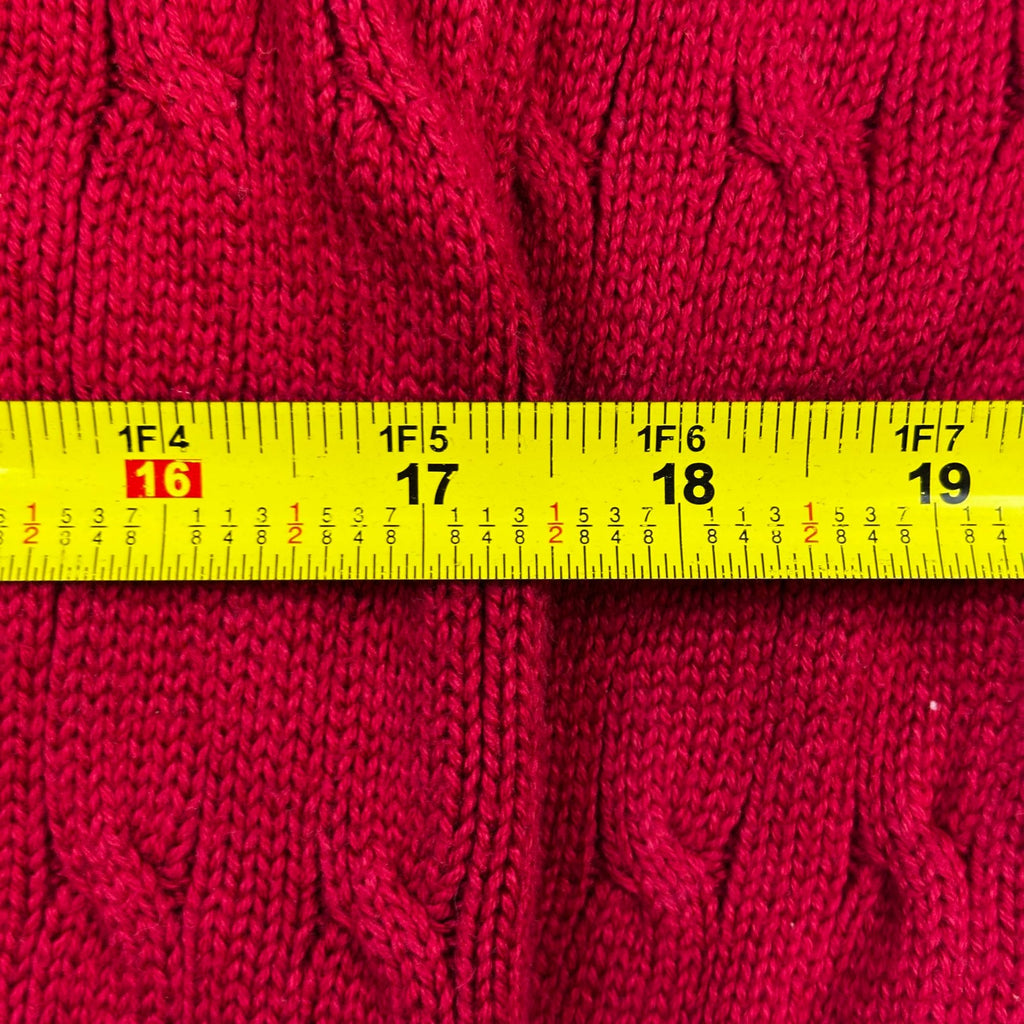 Polo By Ralph Lauren Red Cable Knit Sweater XL 100% Cotton Crewneck Classic Style